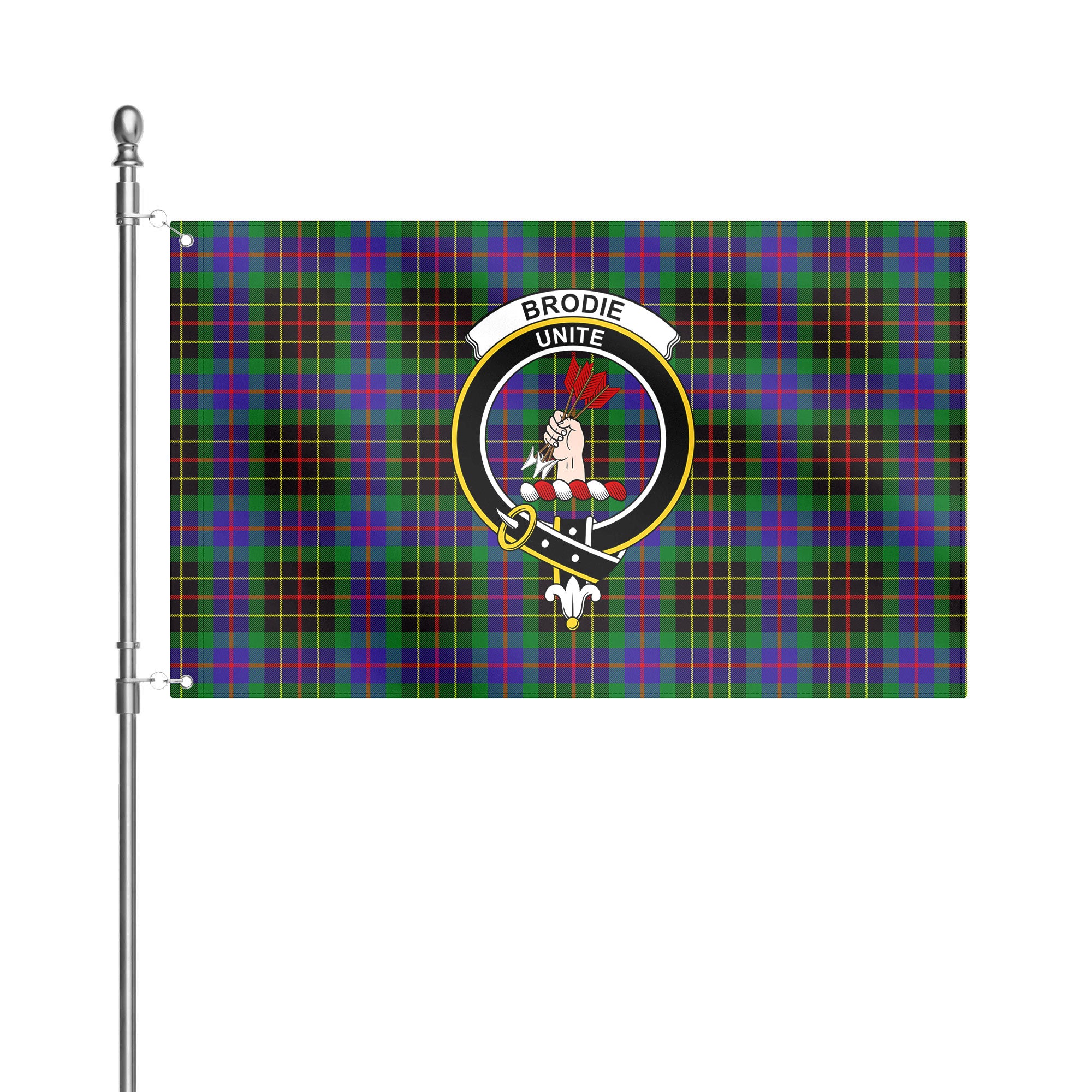Brodie Hunting Modern Tartan Crest House Flag