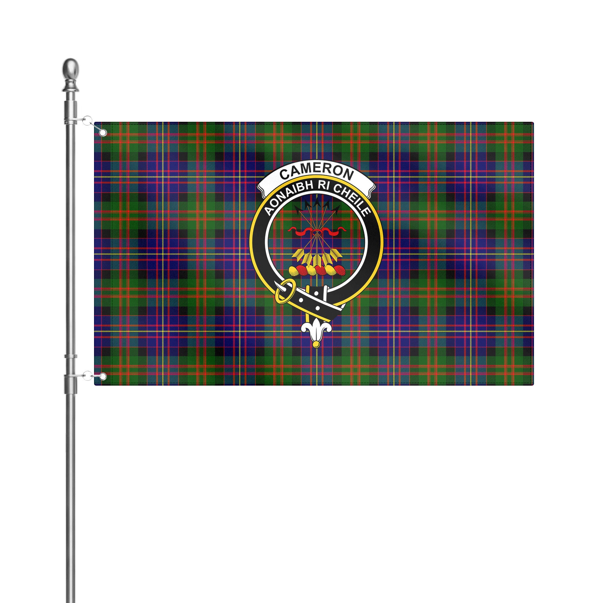 Cameron of Erracht Modern Tartan Crest House Flag