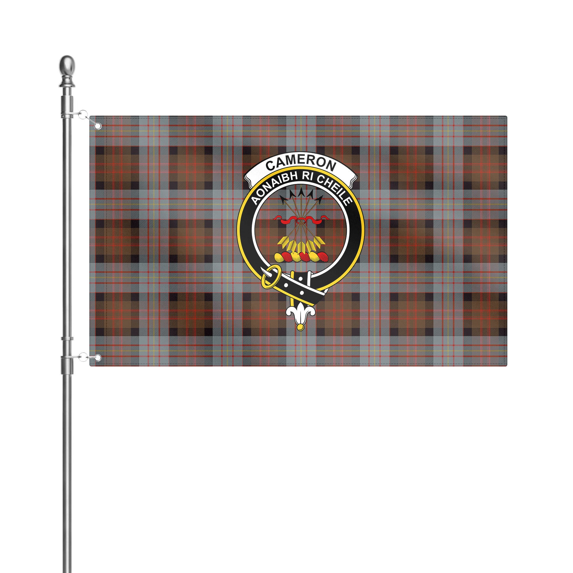 Cameron of Erracht Weathered Tartan Crest House Flag