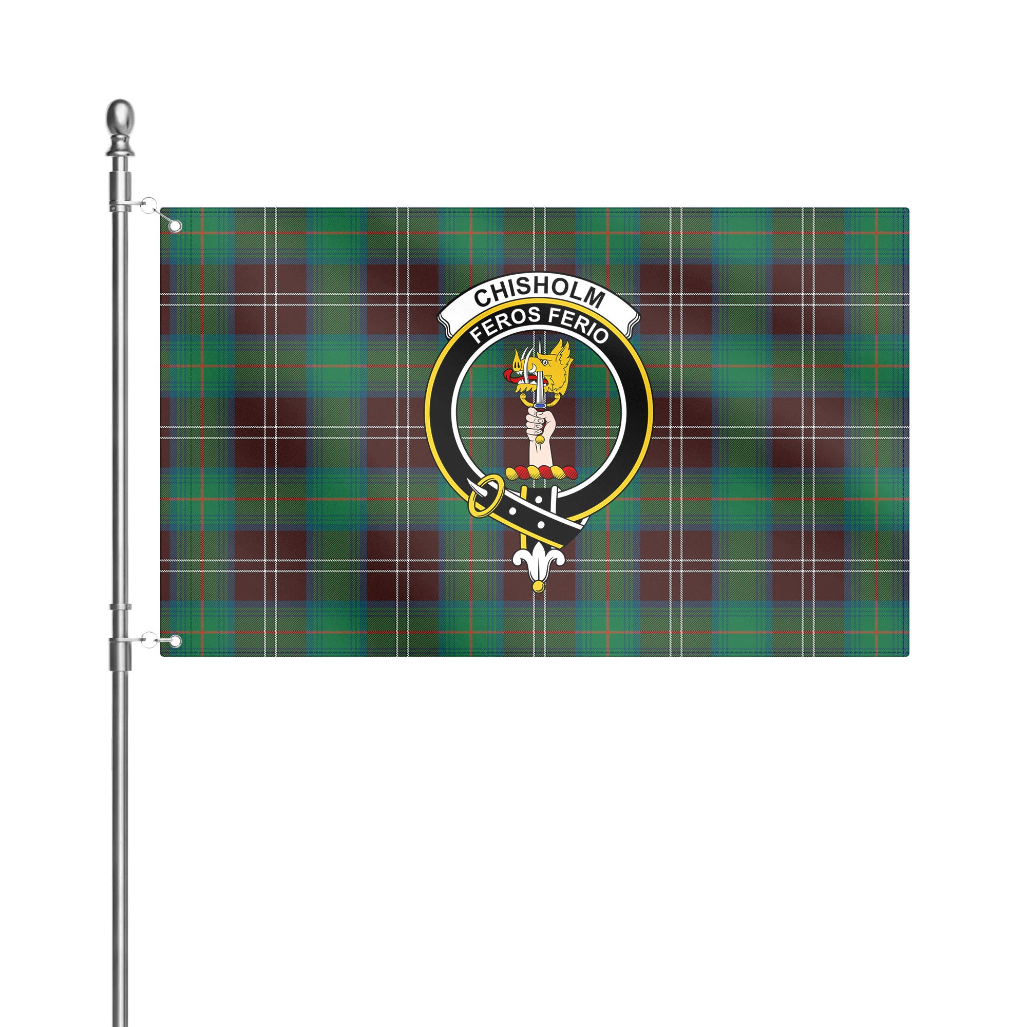 Chisholm Hunting Ancient Tartan Crest House Flag