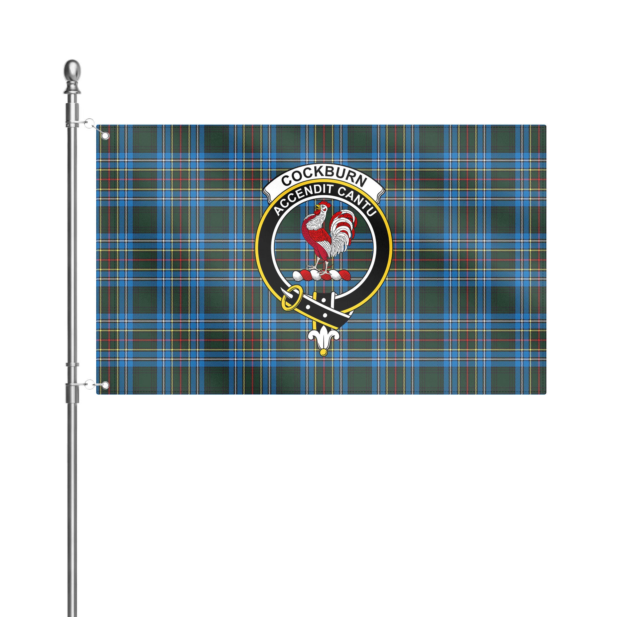 Cockburn Modern Tartan Crest House Flag