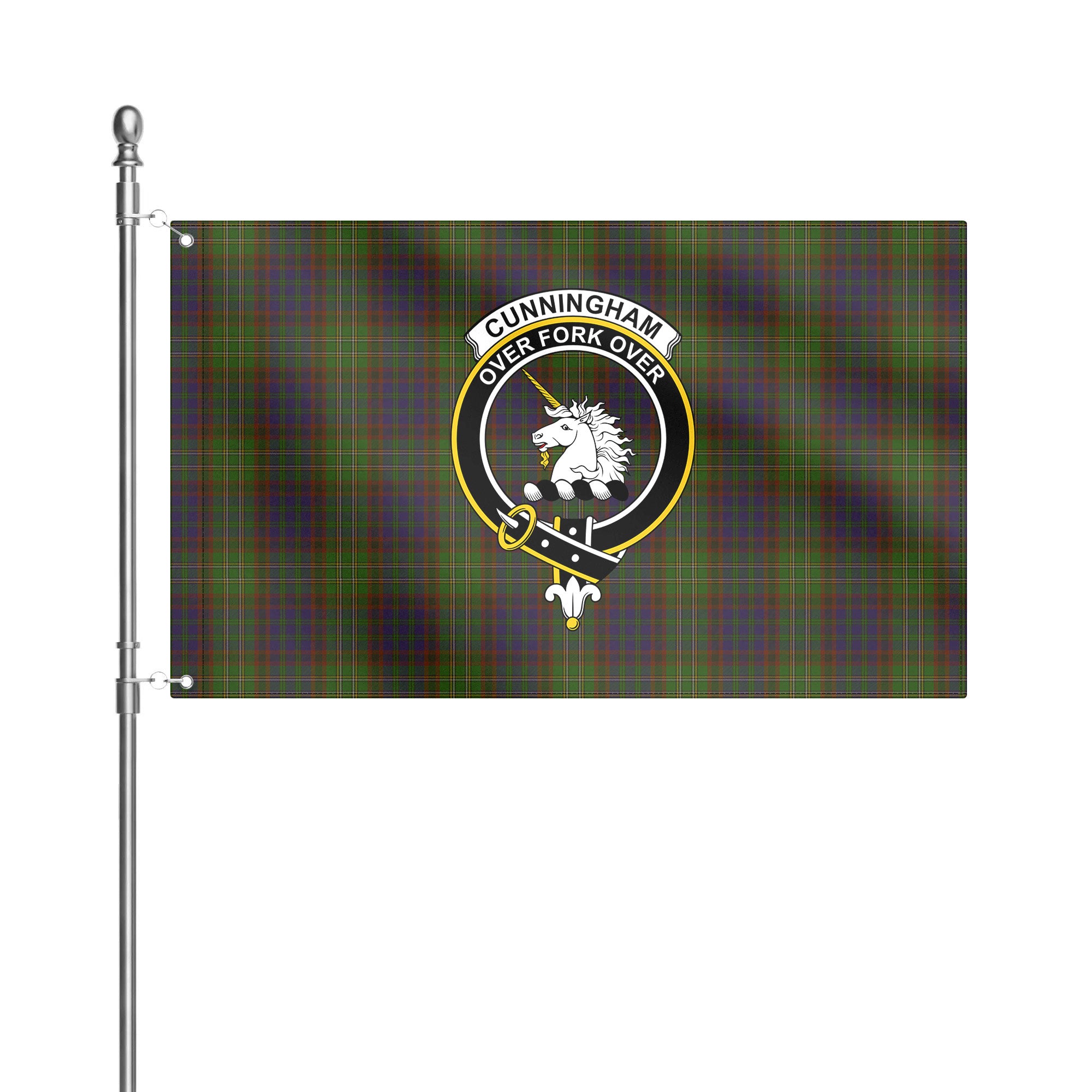 Cunningham Hunting Modern Tartan Crest House Flag