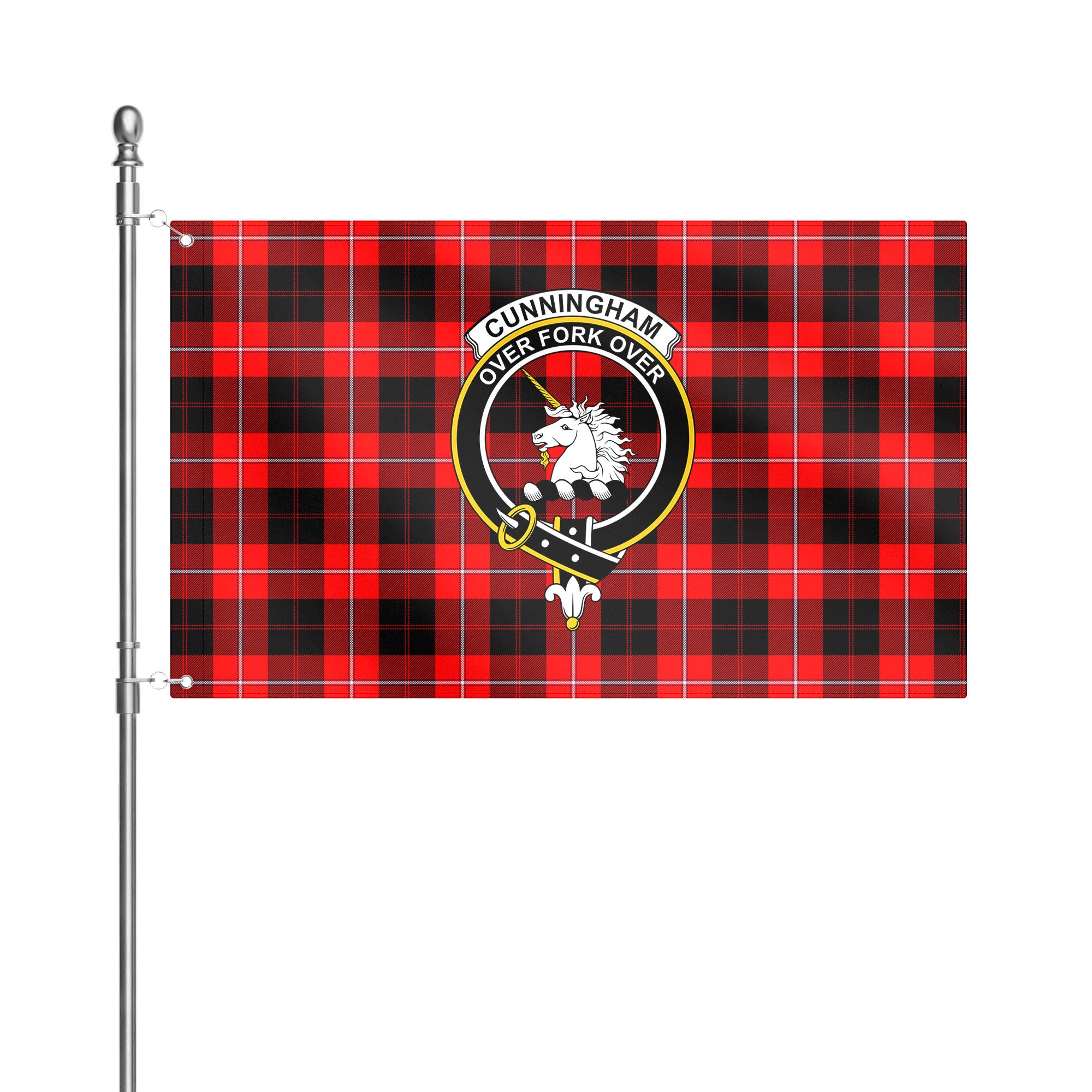 Cunningham Modern Tartan Crest House Flag
