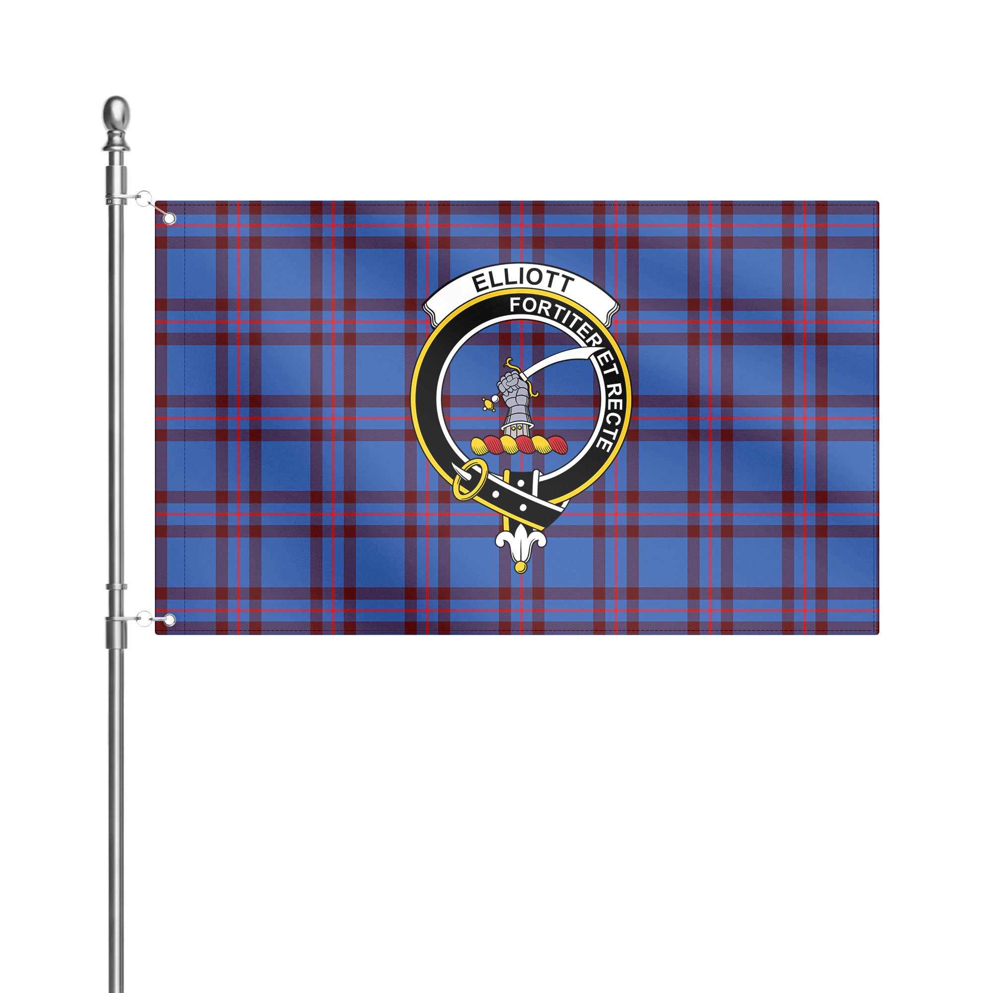 Elliott Modern Tartan Crest House Flag