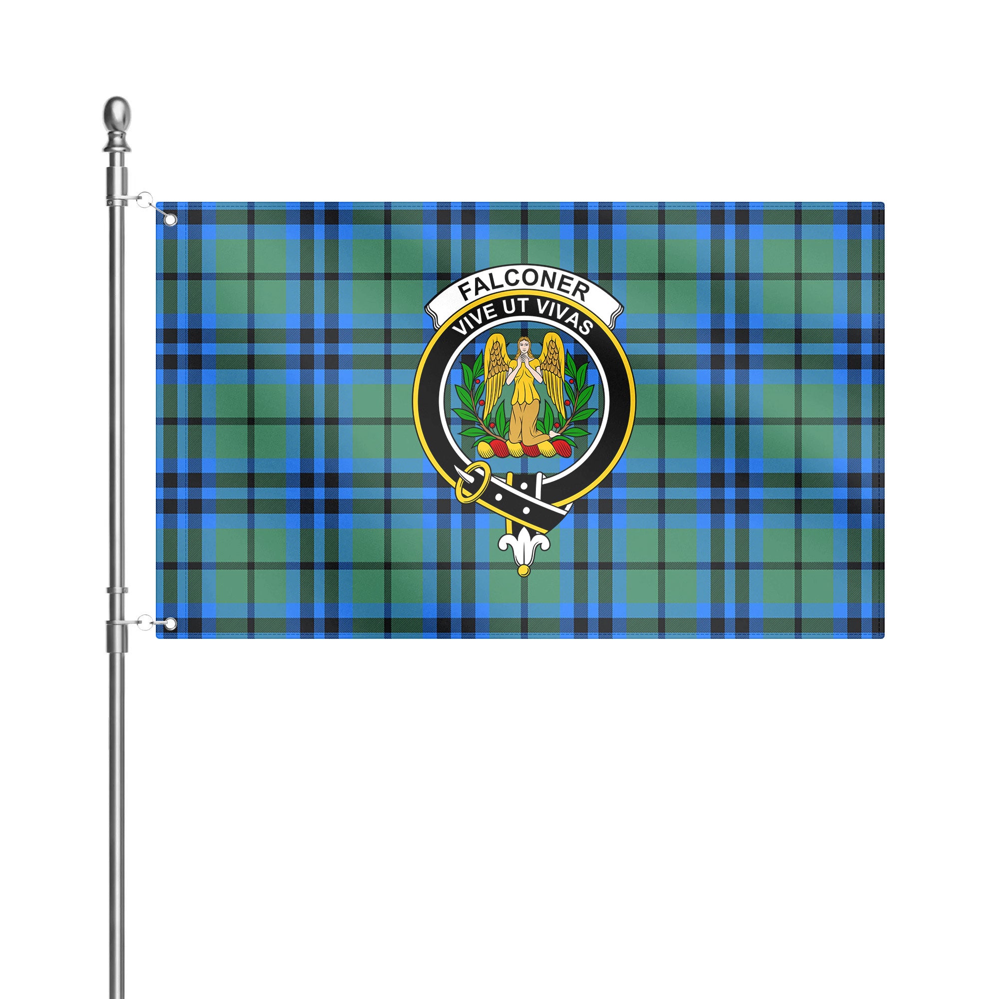 Falconer Tartan Crest House Flag