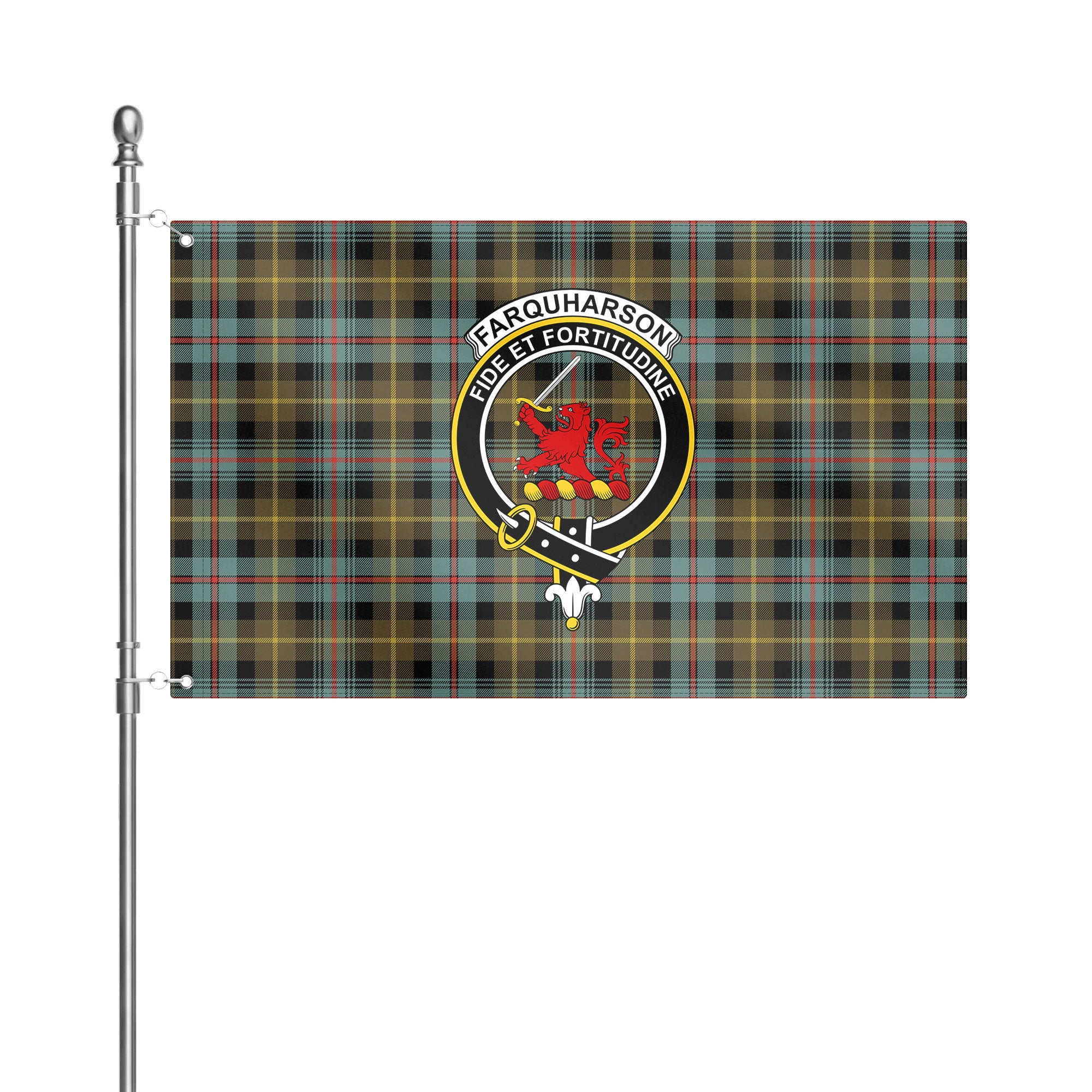 Farquharson Weathered Tartan Crest House Flag