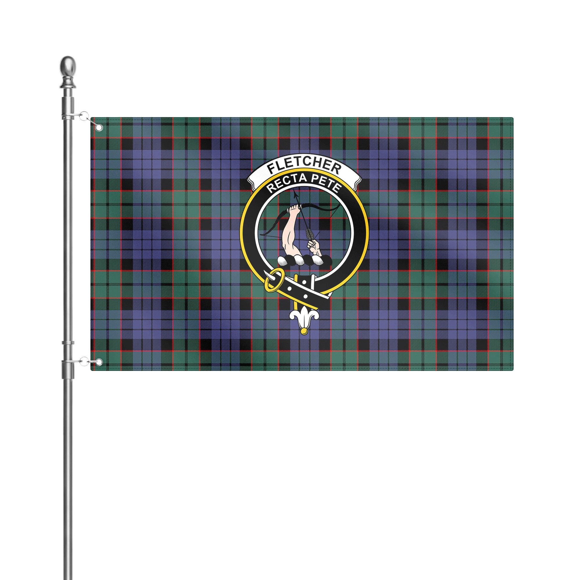 Fletcher Modern Tartan Crest House Flag