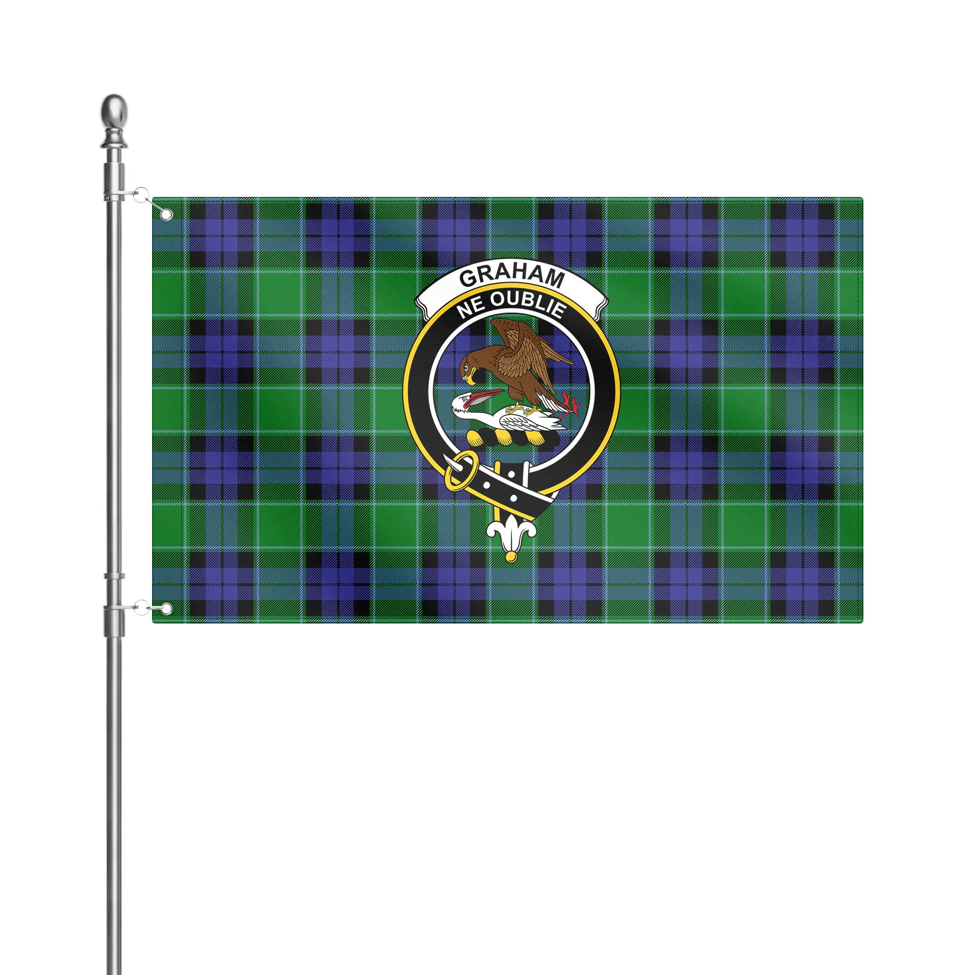 Graham of Menteith Modern Tartan Crest House Flag