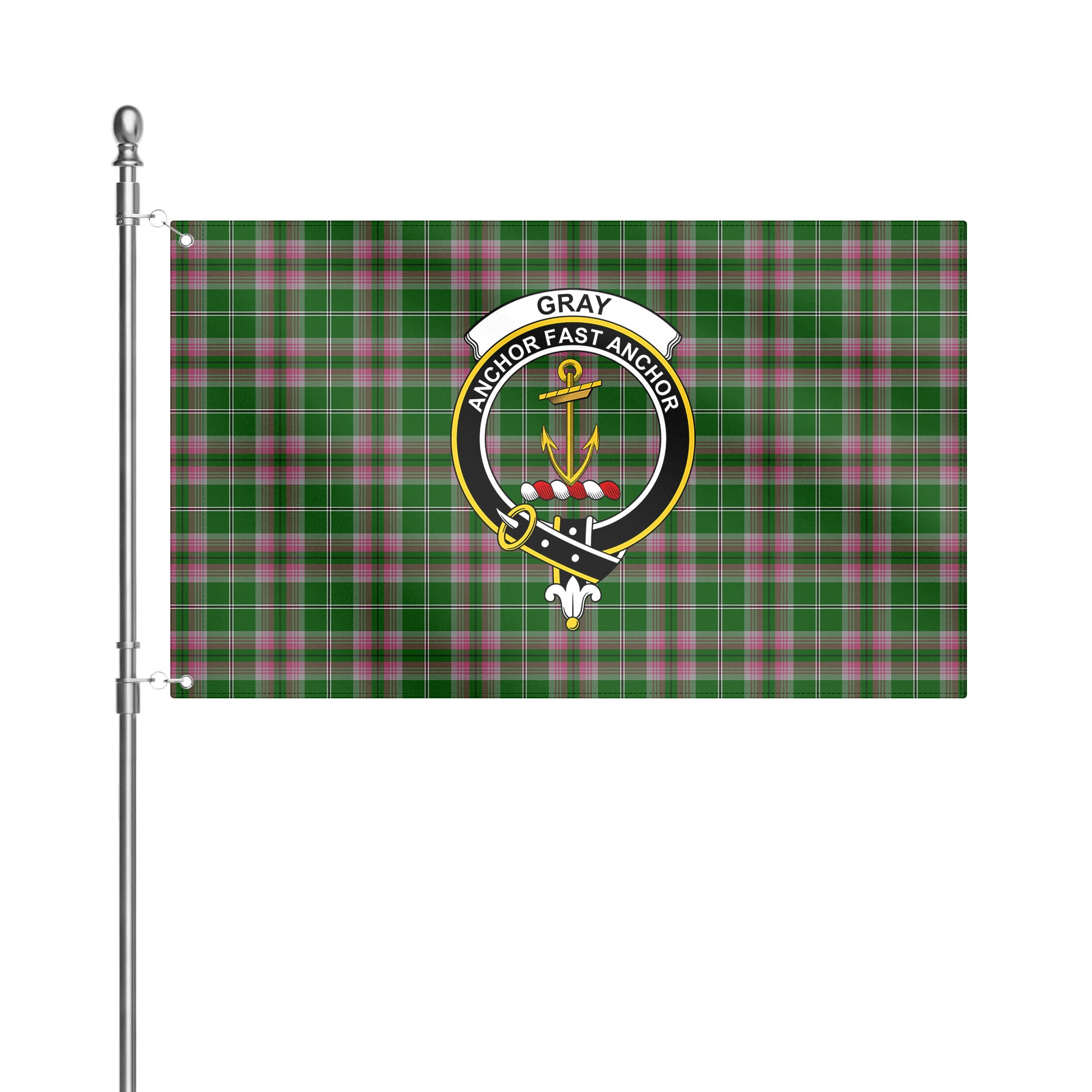 Gray Hunting Tartan Crest House Flag