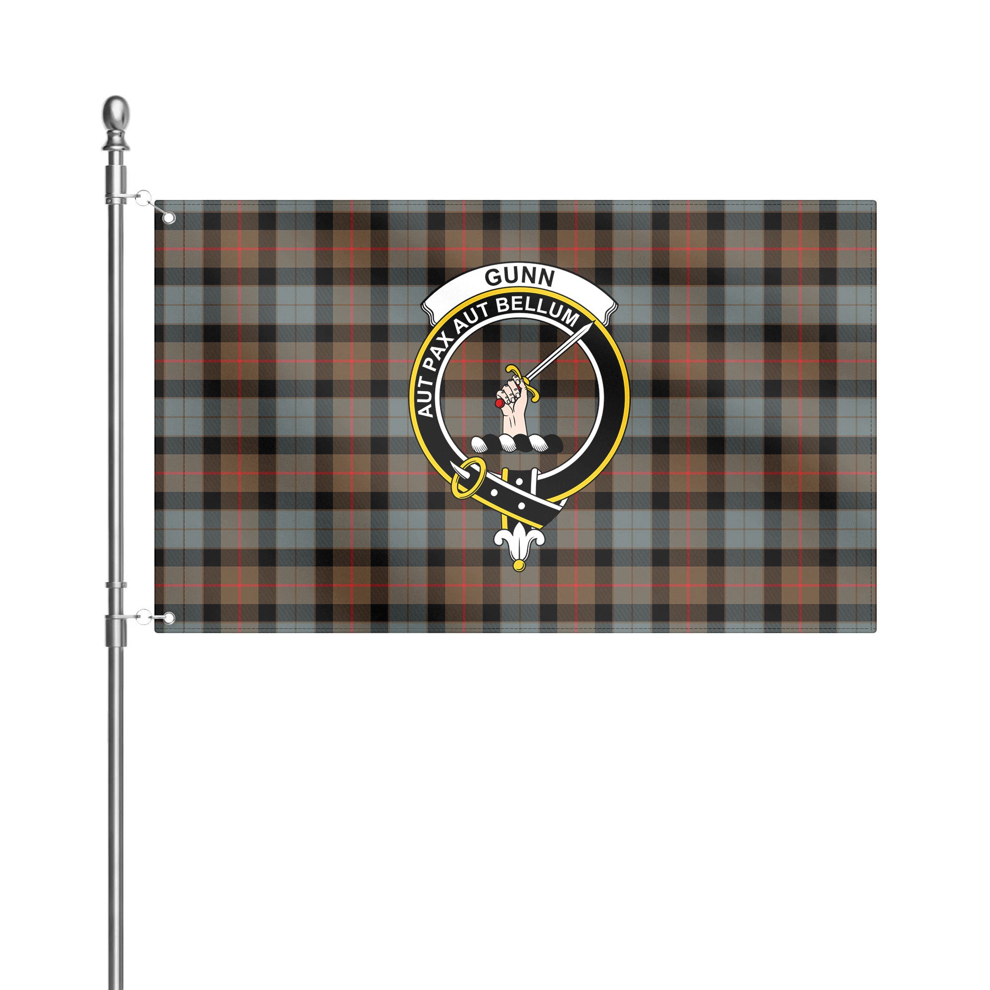 Gunn Weathered Tartan Crest House Flag