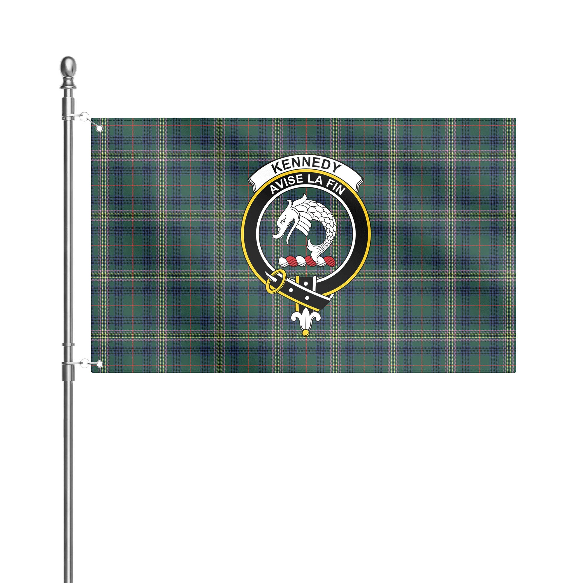 Kennedy Modern Tartan Crest House Flag