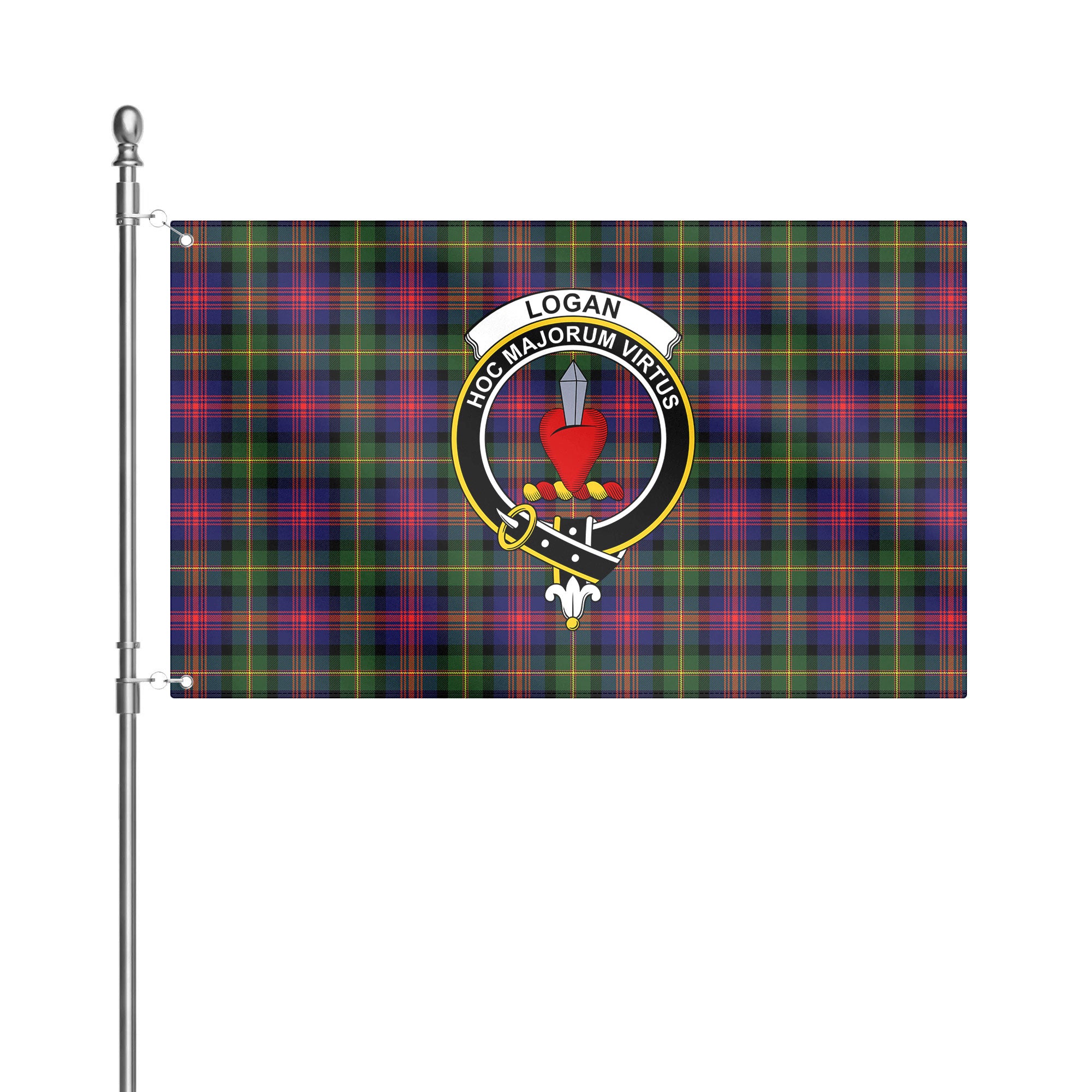Logan Modern Tartan Crest House Flag
