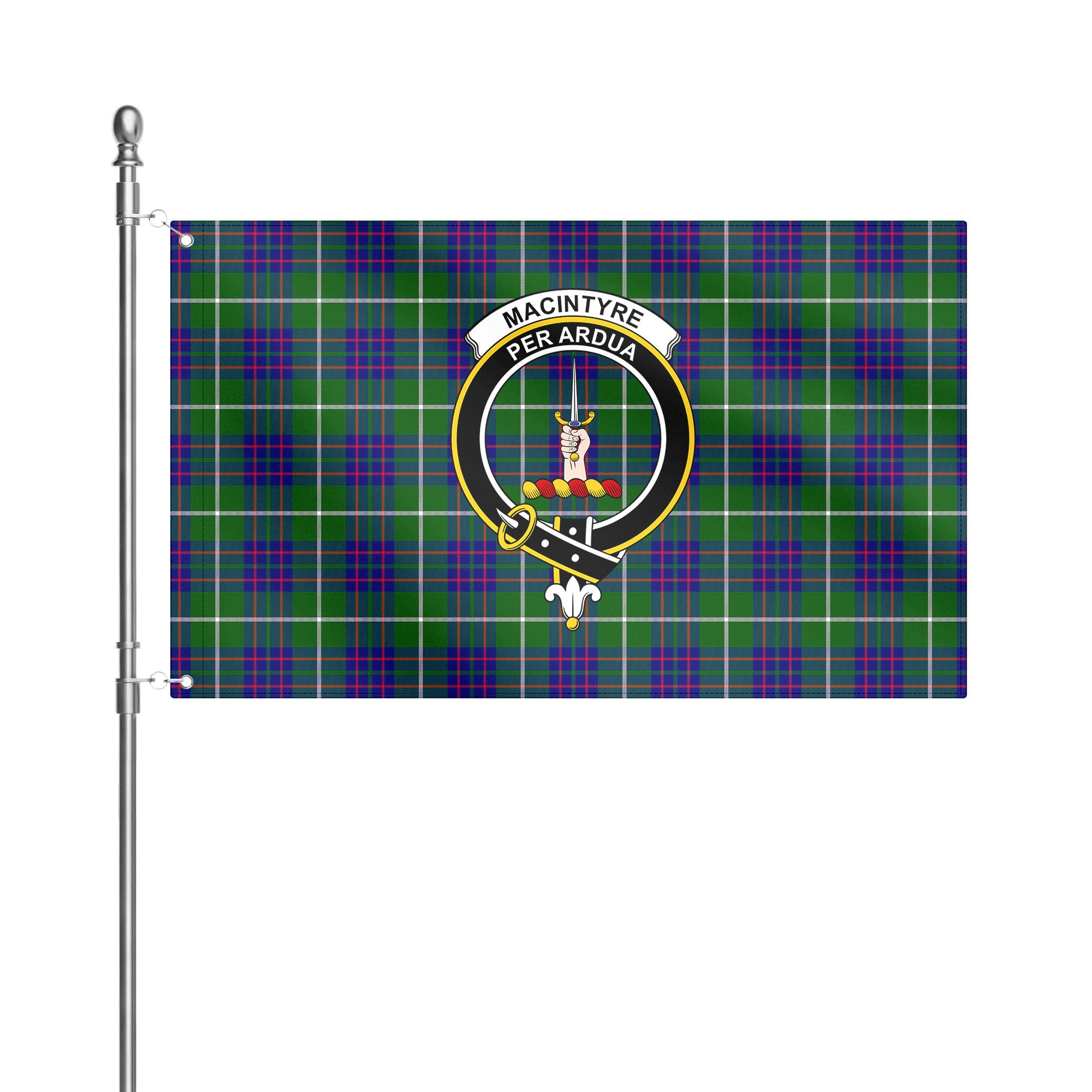 MacIntyre Hunting Modern Tartan Crest House Flag