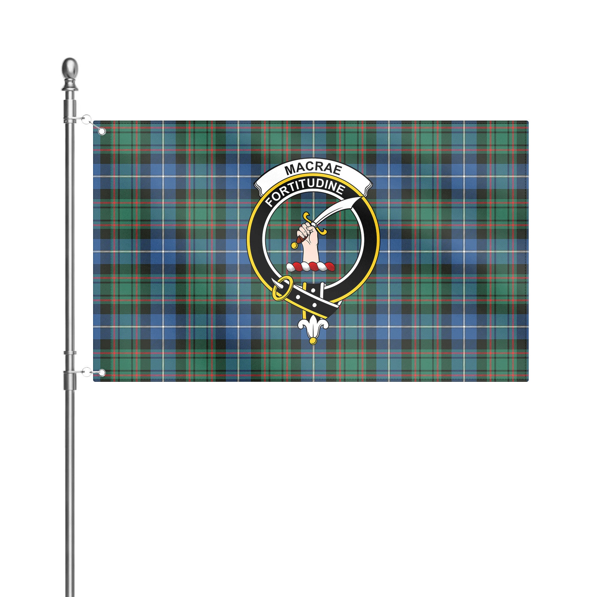 MacRae Hunting Ancient Tartan Crest House Flag