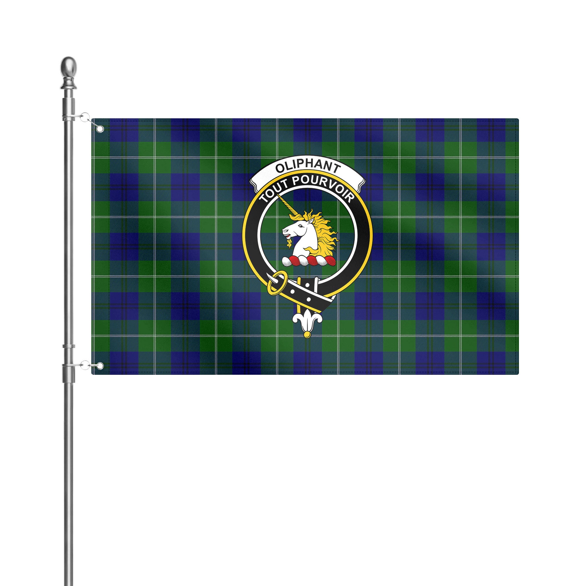 Oliphant Modern Tartan Crest House Flag