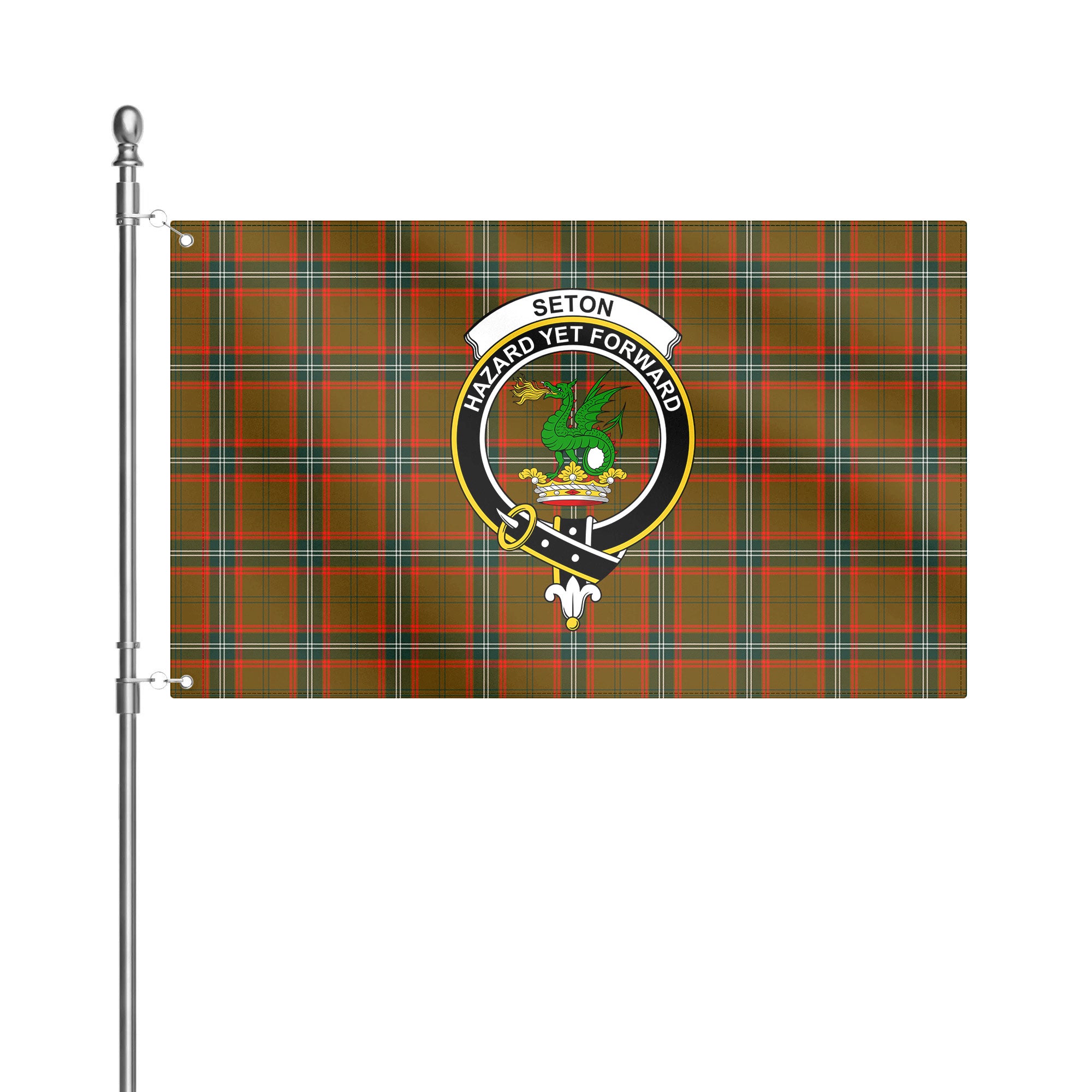 Seton Hunting Modern Tartan Crest House Flag
