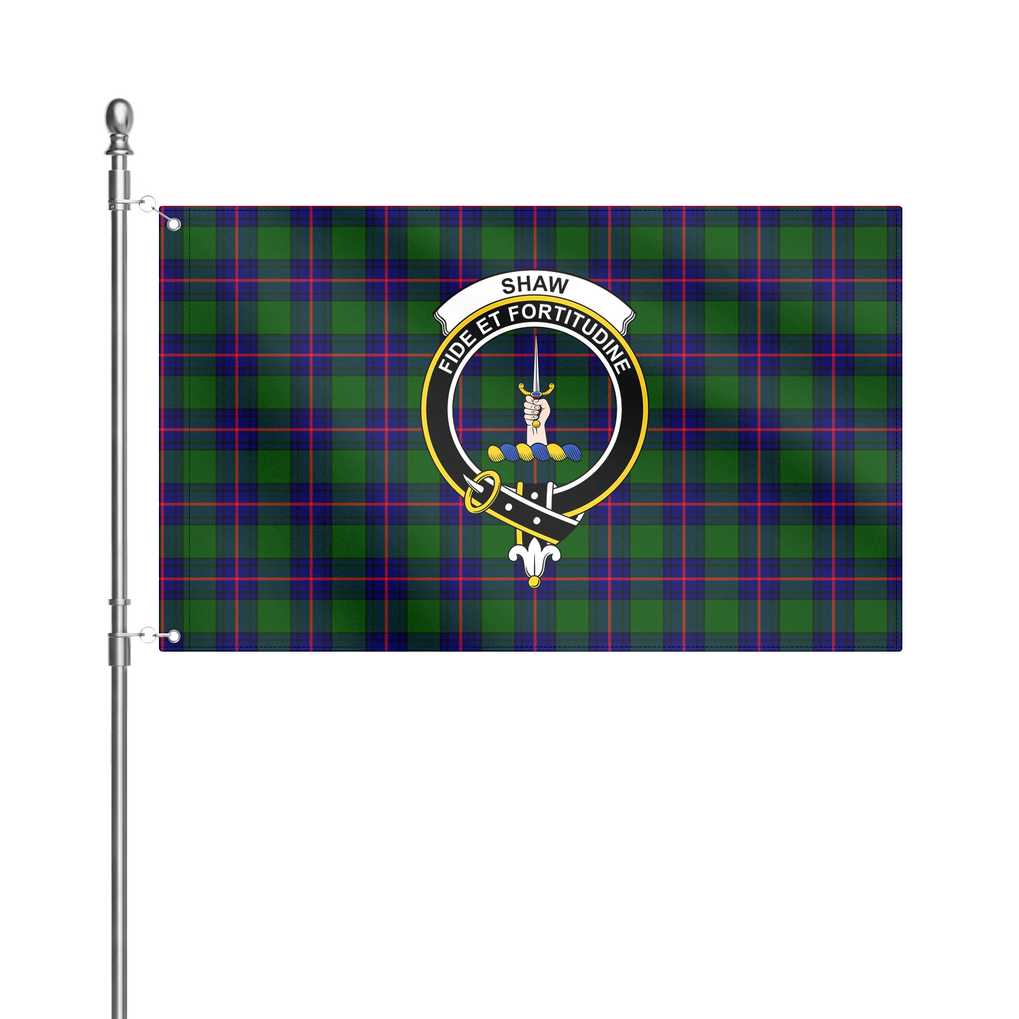 Shaw Modern Tartan Crest House Flag