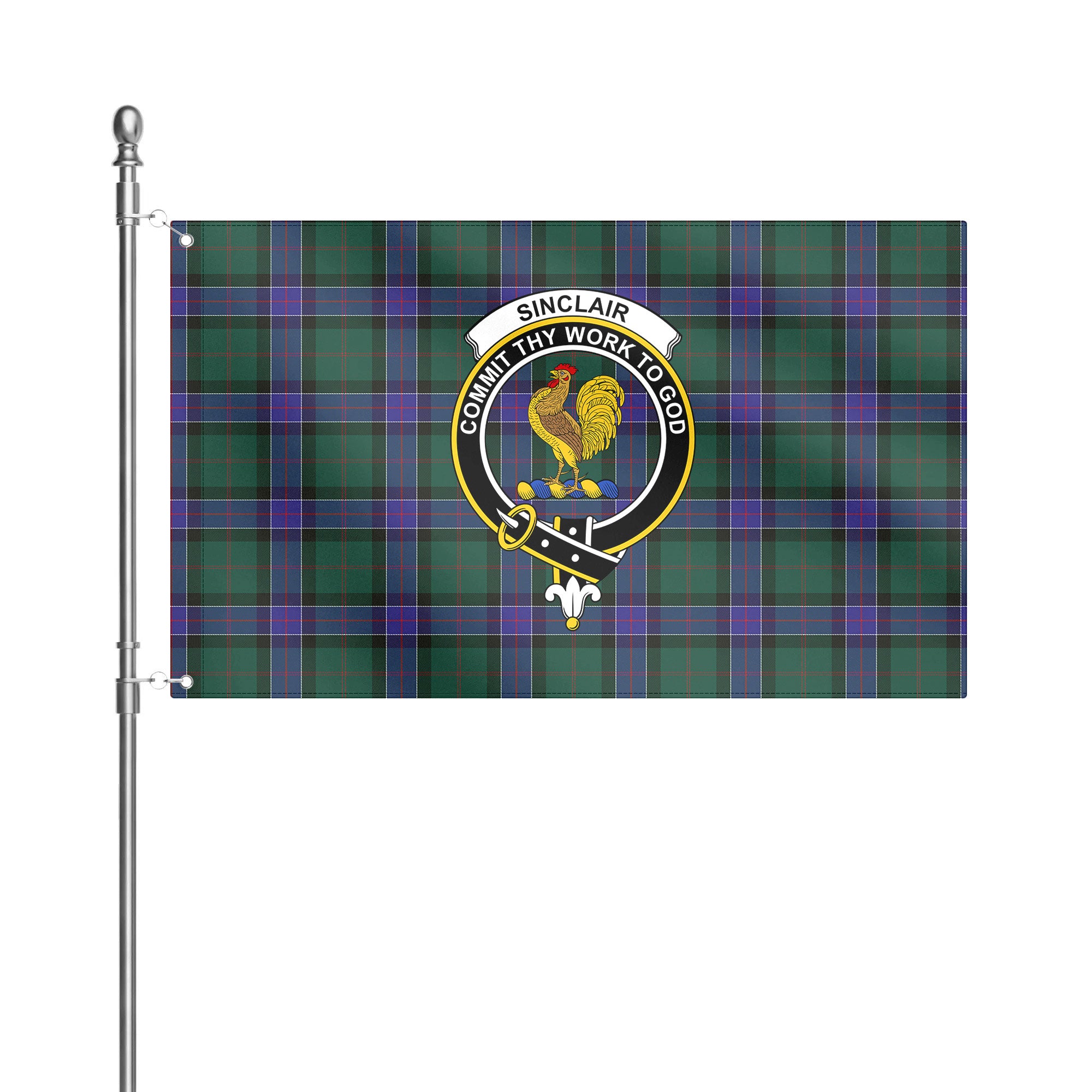 Sinclair Hunting Modern Tartan Crest House Flag