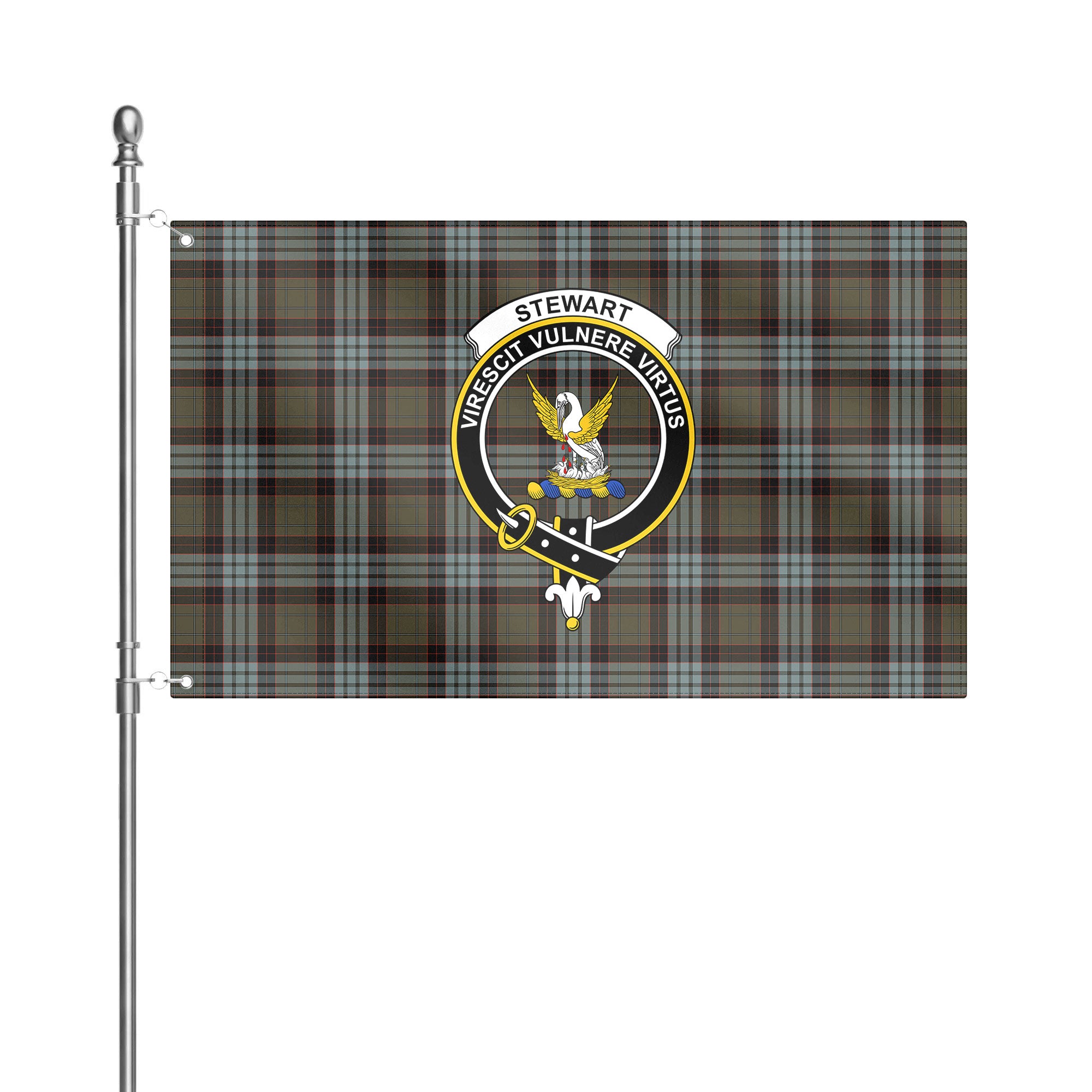Stewart Old Weathered Tartan Crest House Flag
