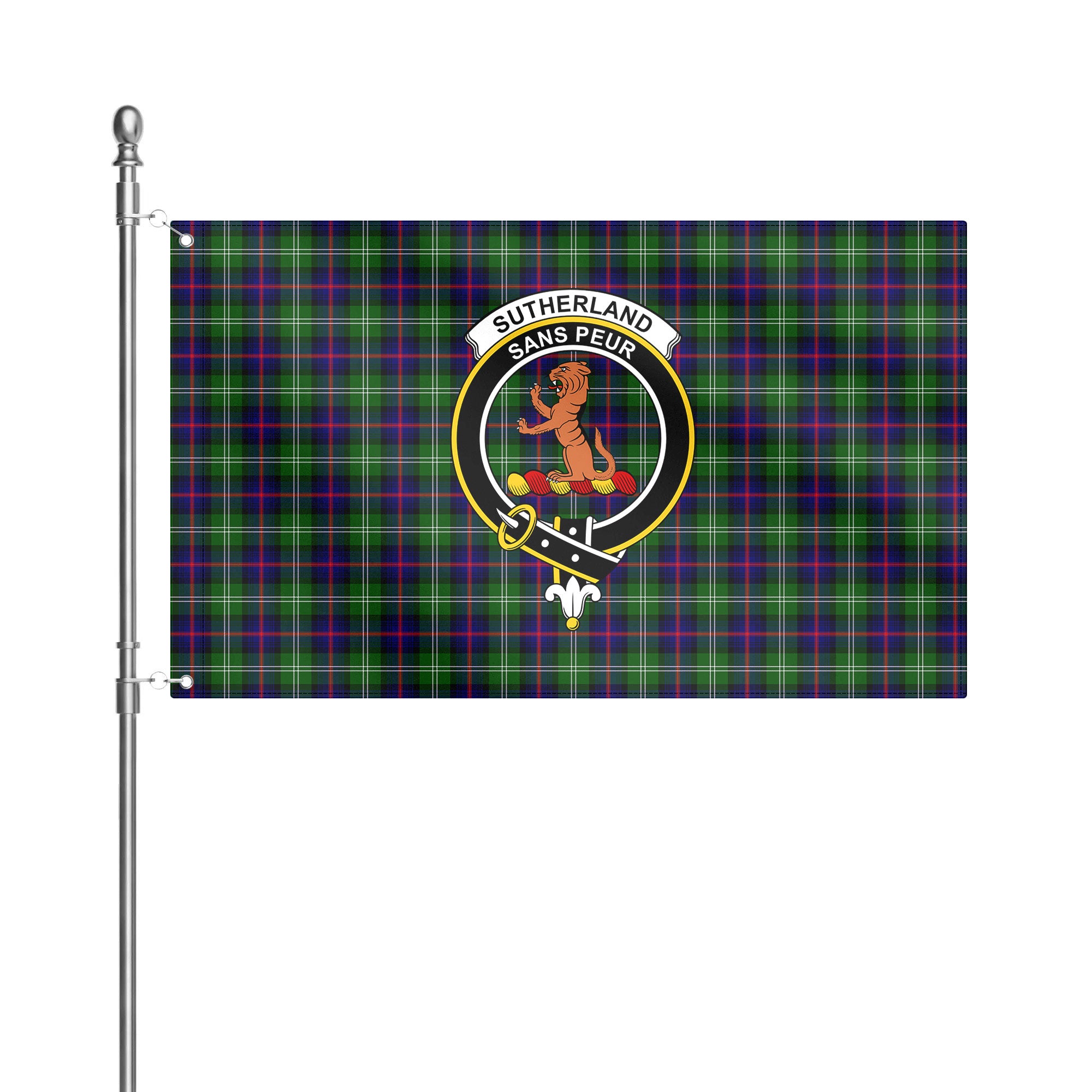 Sutherland Modern Tartan Crest House Flag