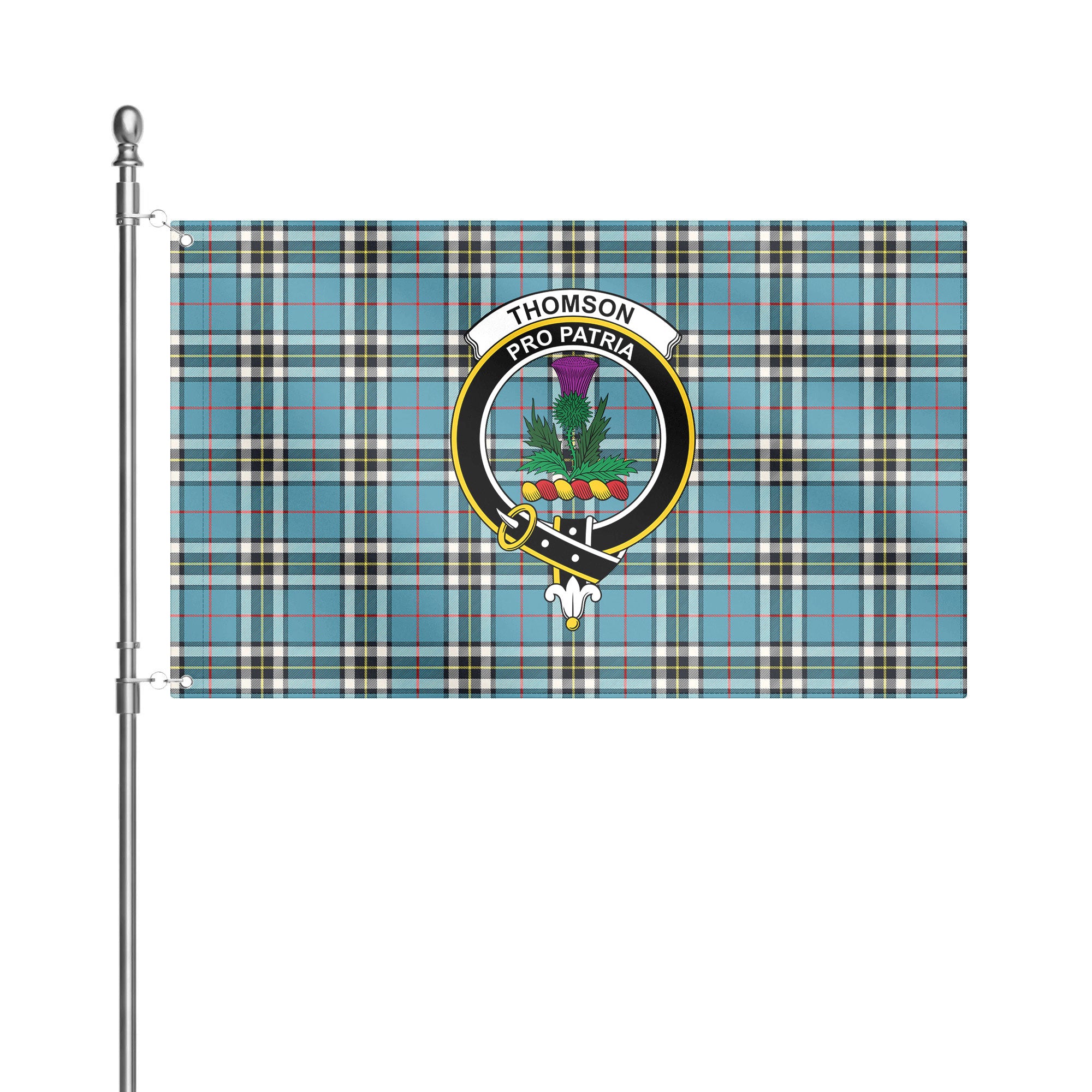 Thomson Blue Tartan Crest House Flag