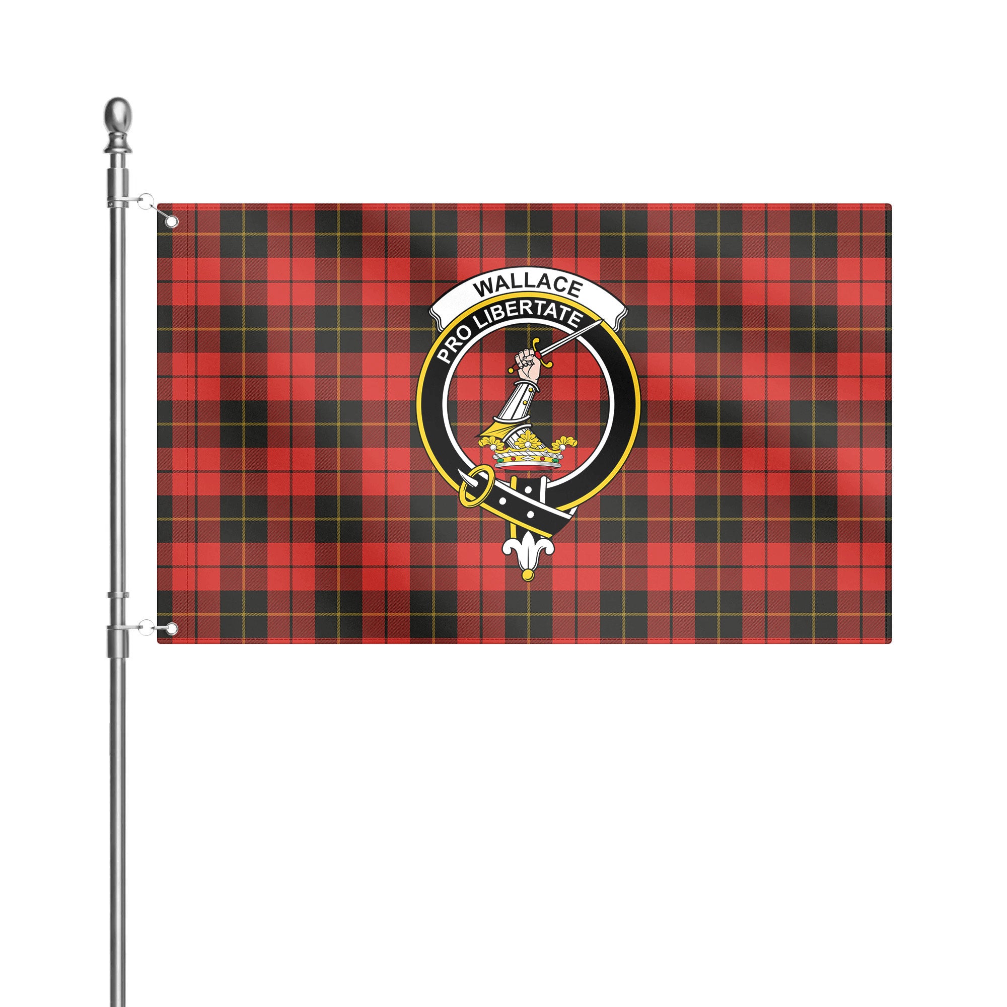 Wallace Weathered Tartan Crest House Flag