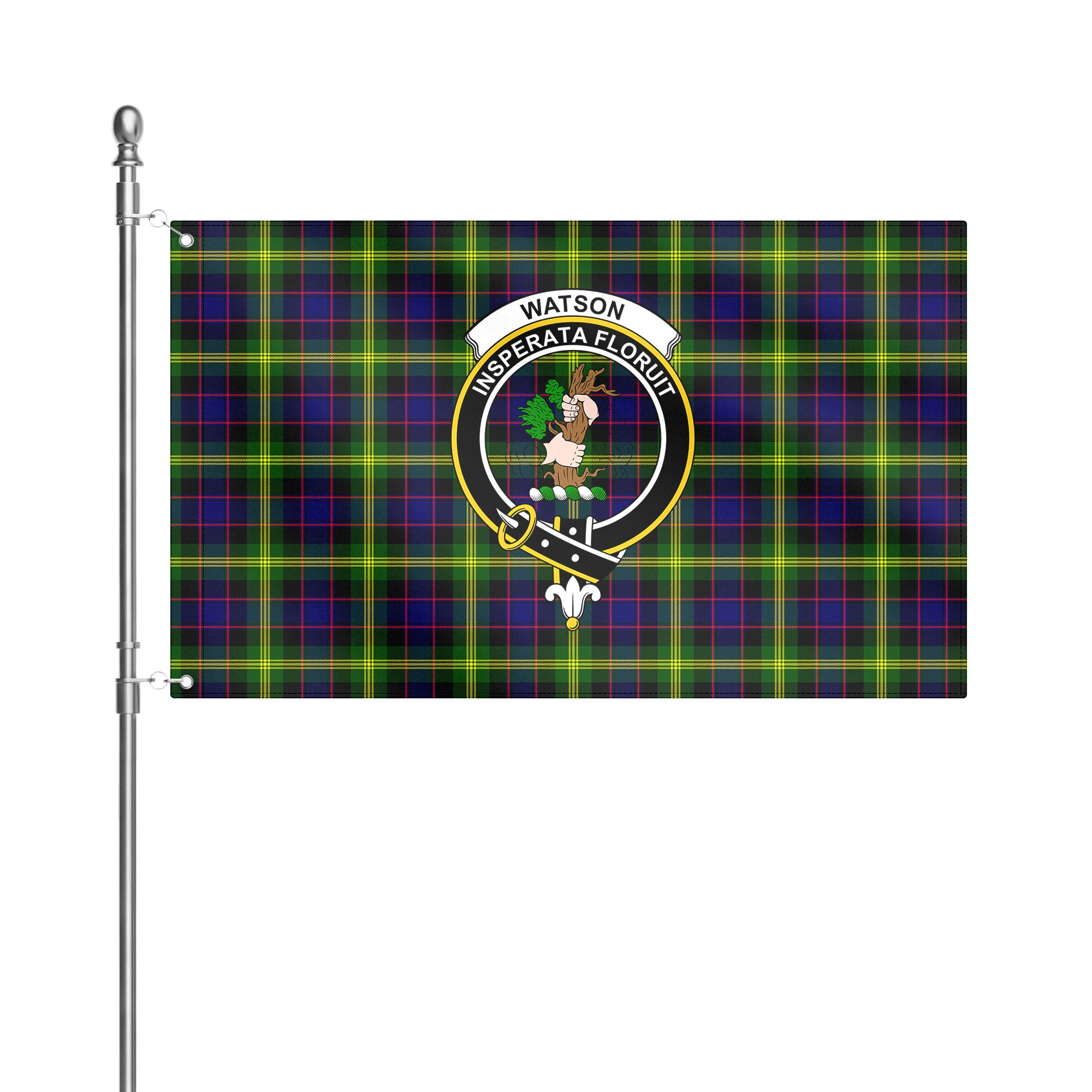 Watson Modern Tartan Crest House Flag
