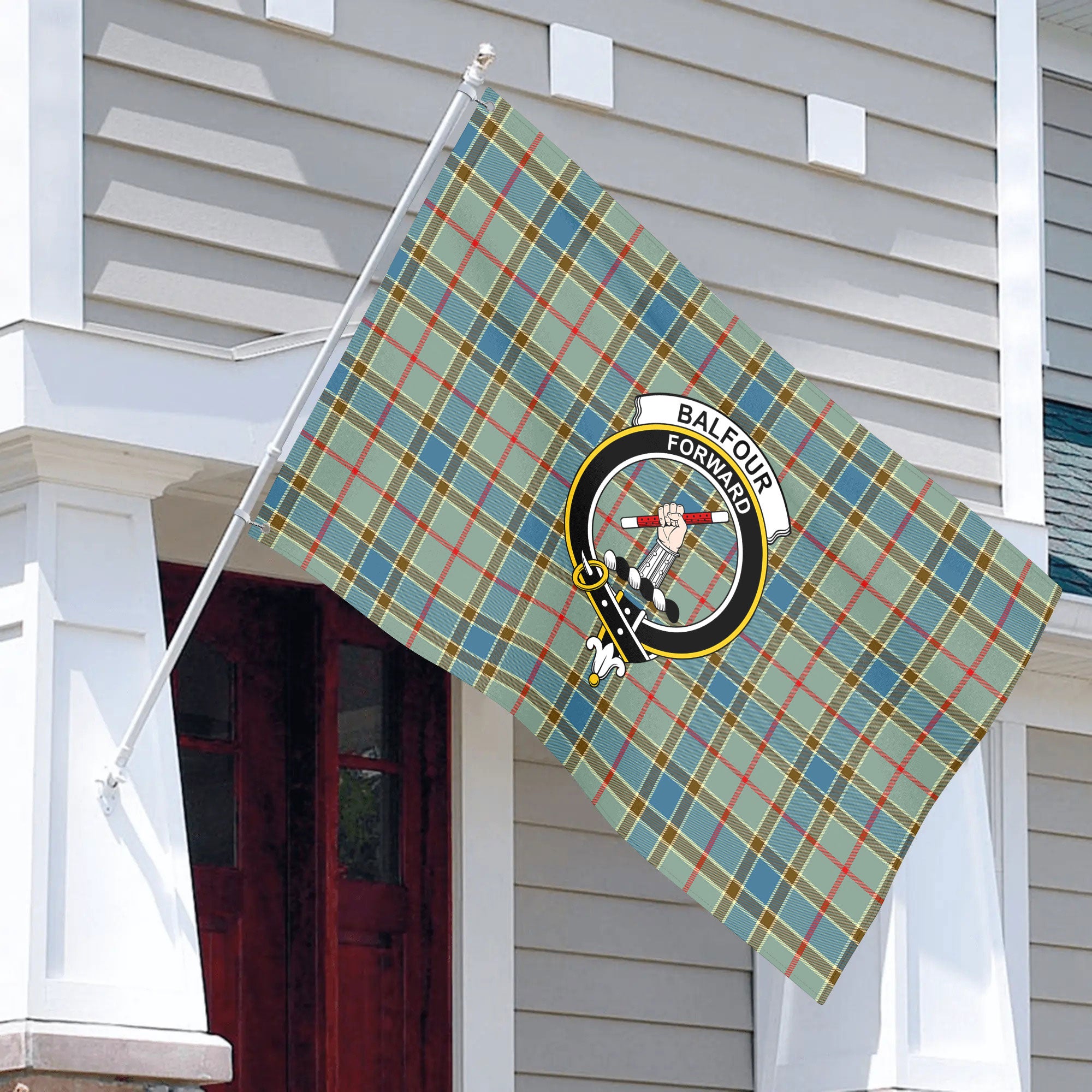 Balfour Blue Tartan Crest House Flag