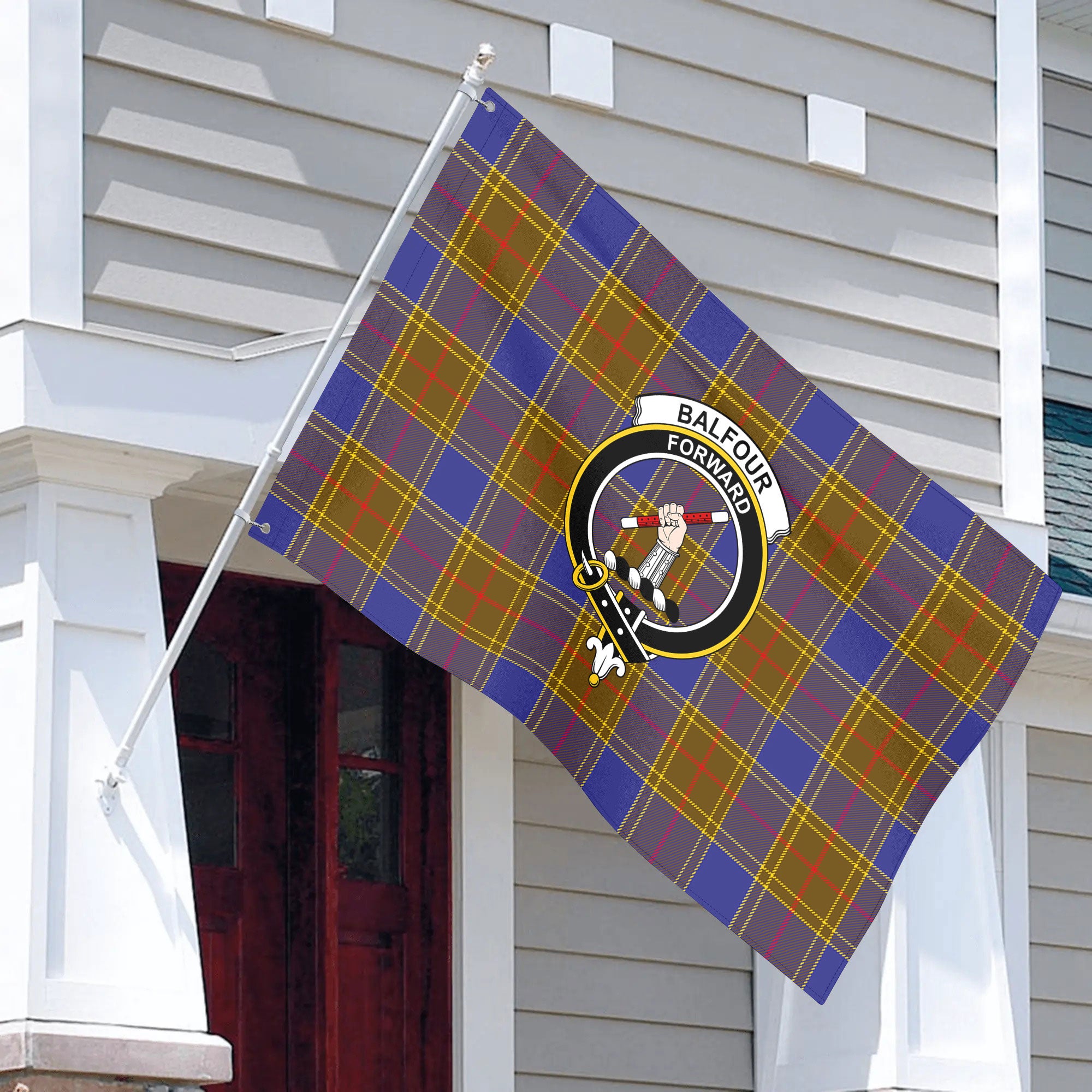 Balfour Modern Tartan Crest House Flag