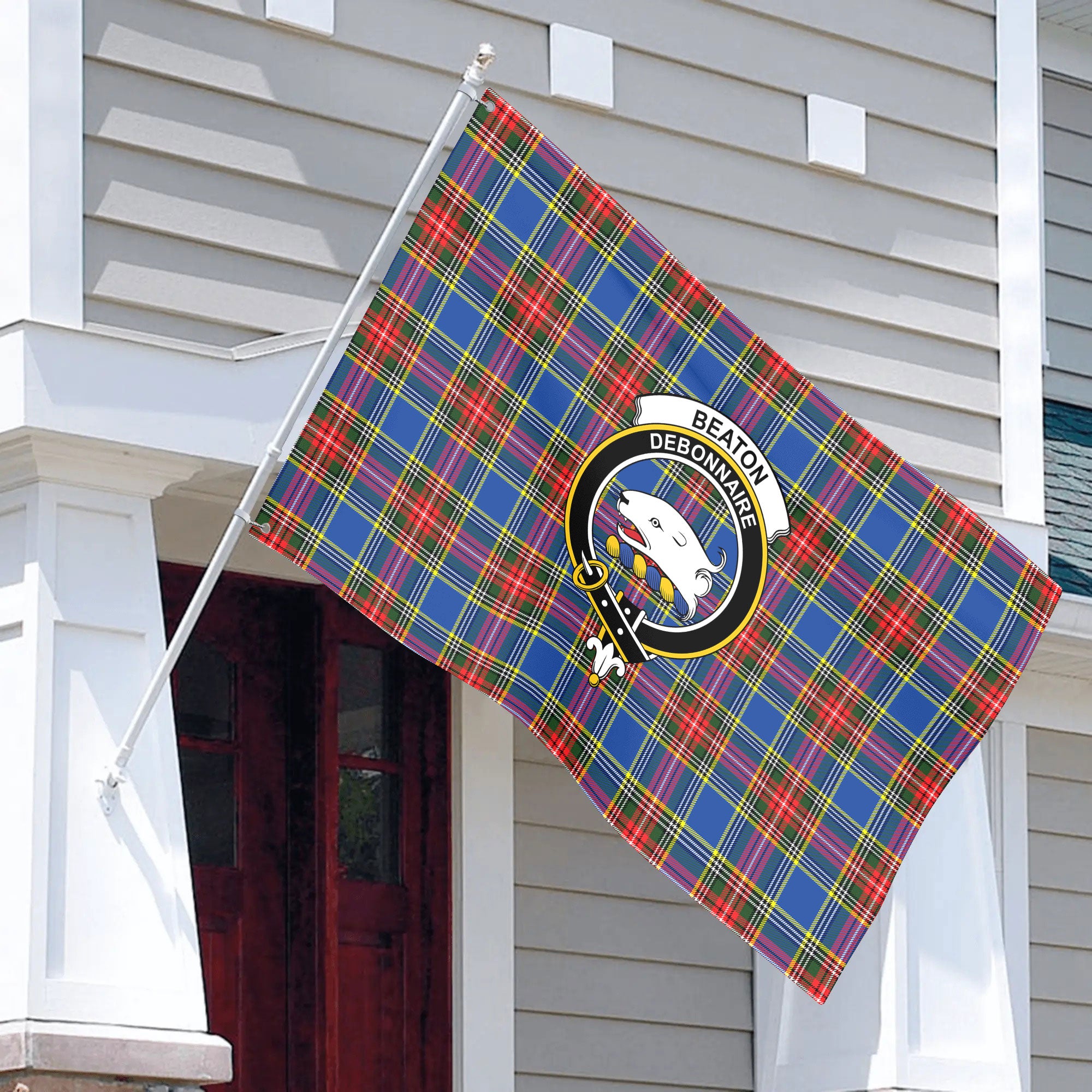 Beaton Modern Tartan Crest House Flag