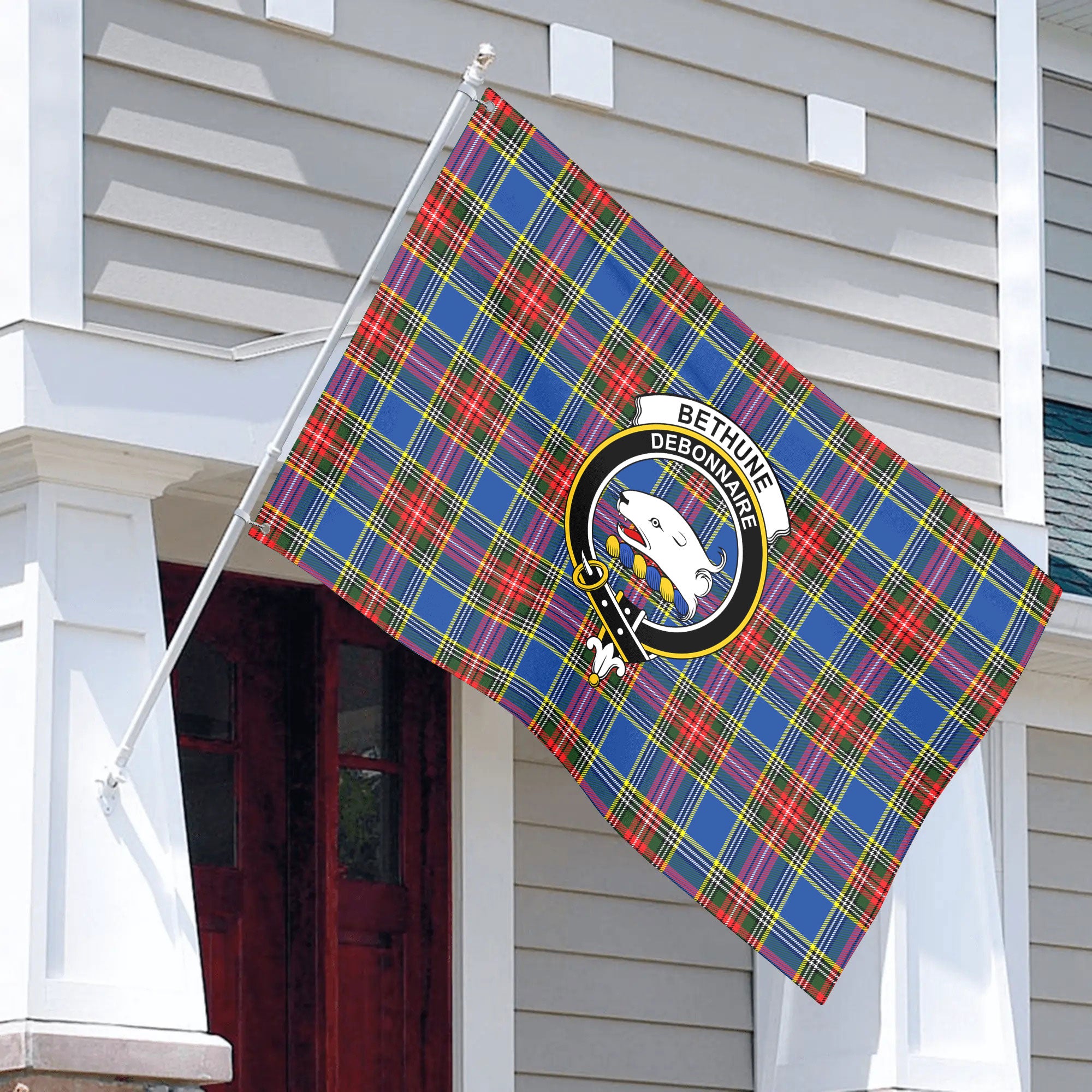 Bethune Modern Tartan Crest House Flag