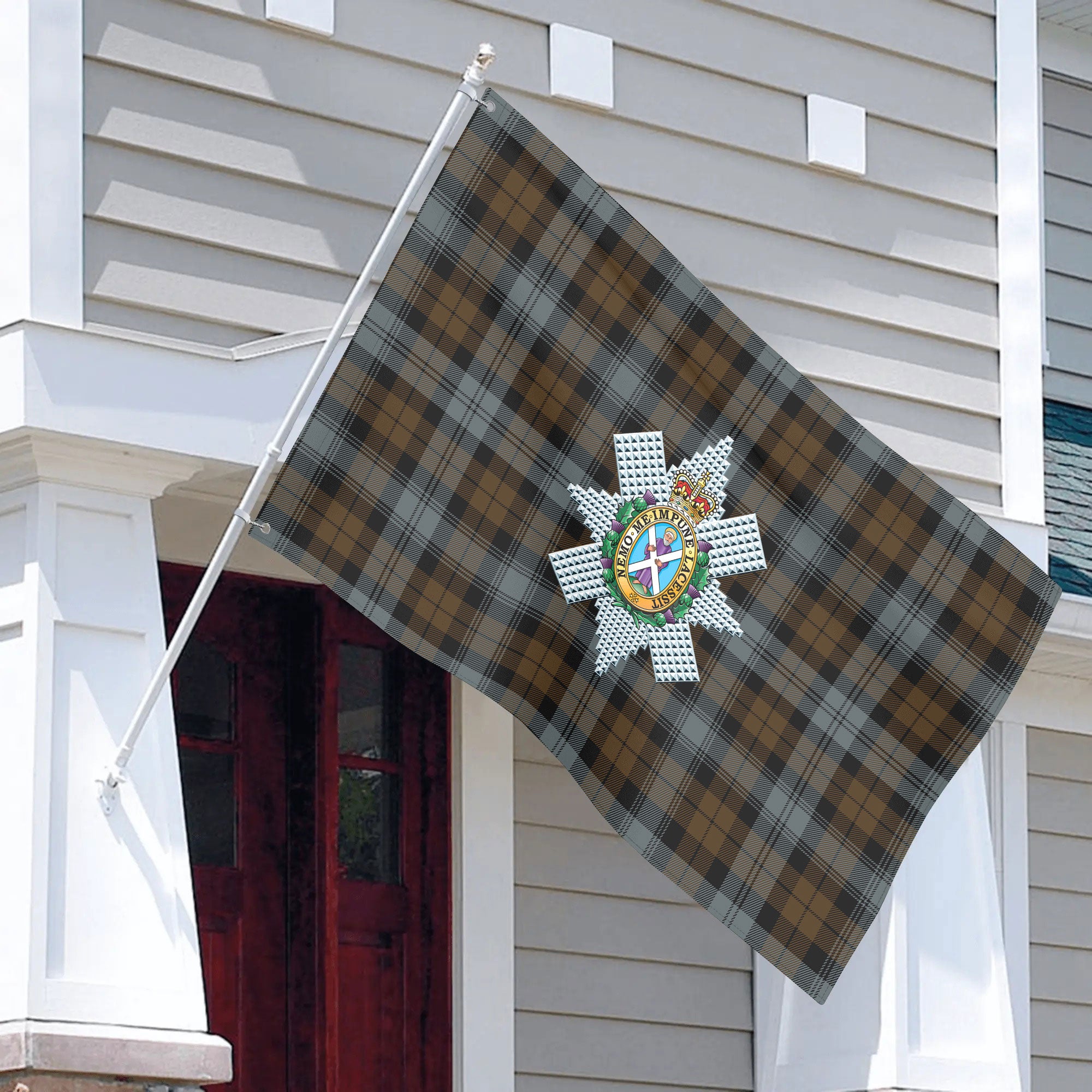 Black Watch Weathered Tartan Crest House Flag