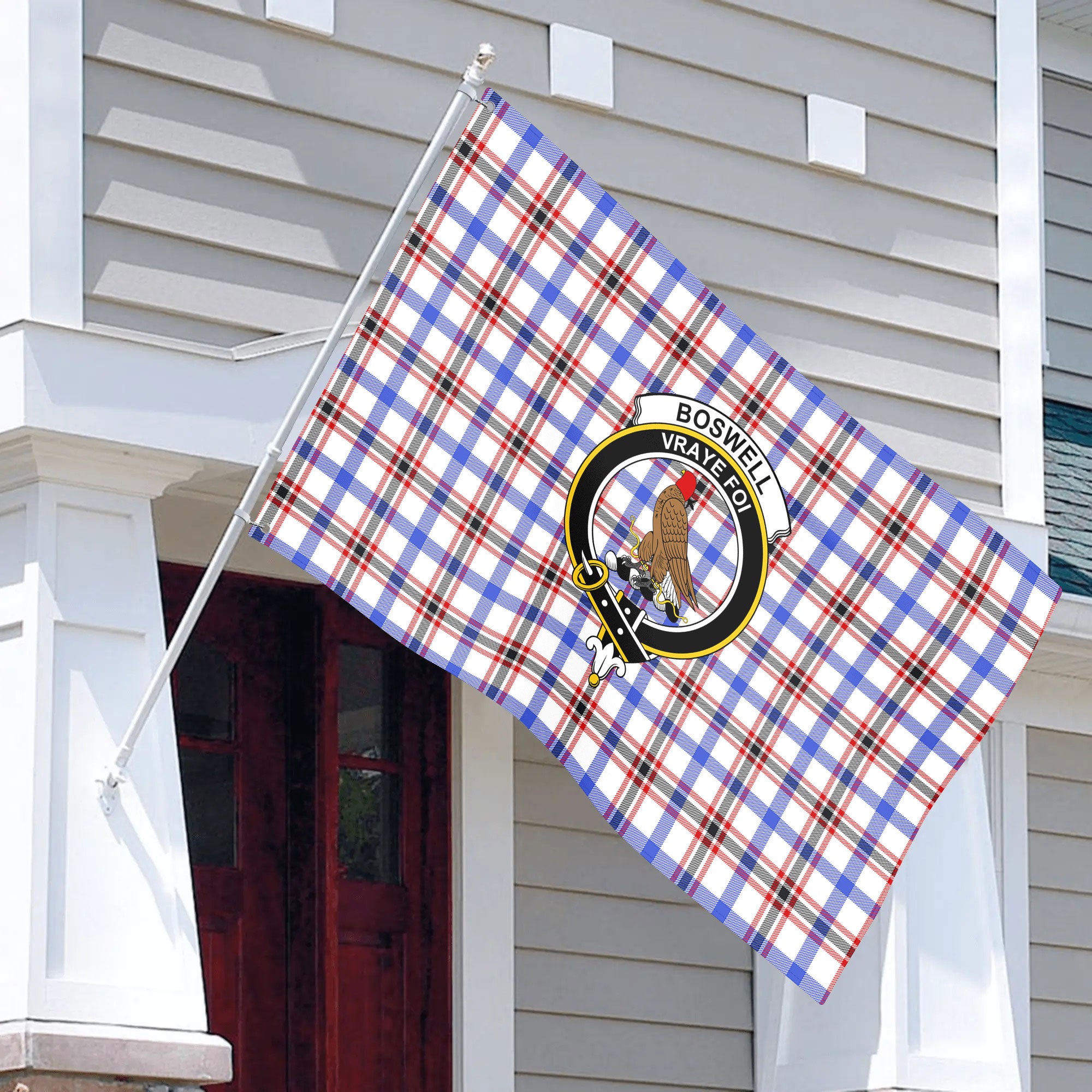 Boswell Modern Tartan Crest House Flag