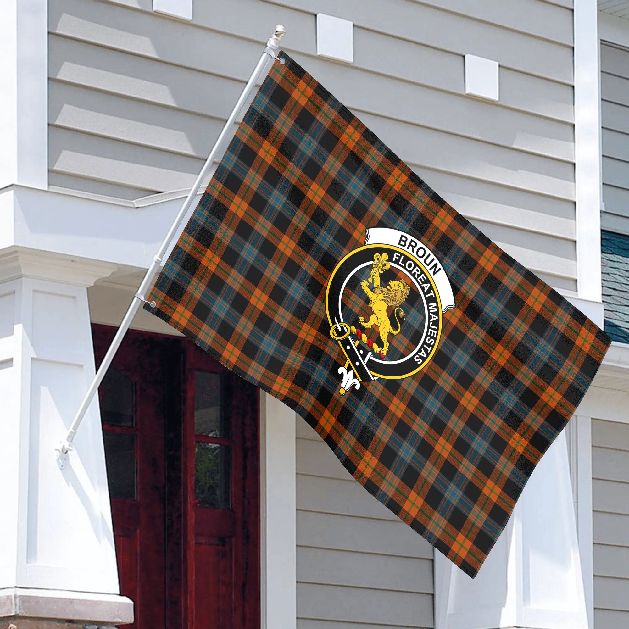 Broun Ancient Tartan Crest House Flag