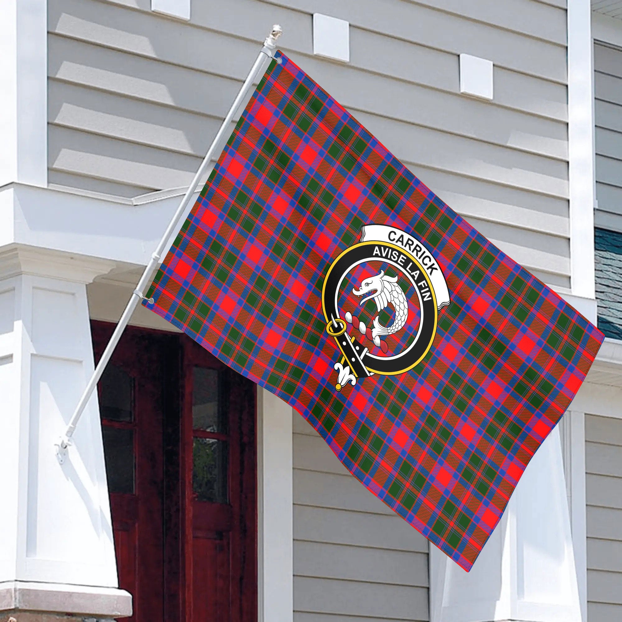 Carrick District Tartan Crest House Flag