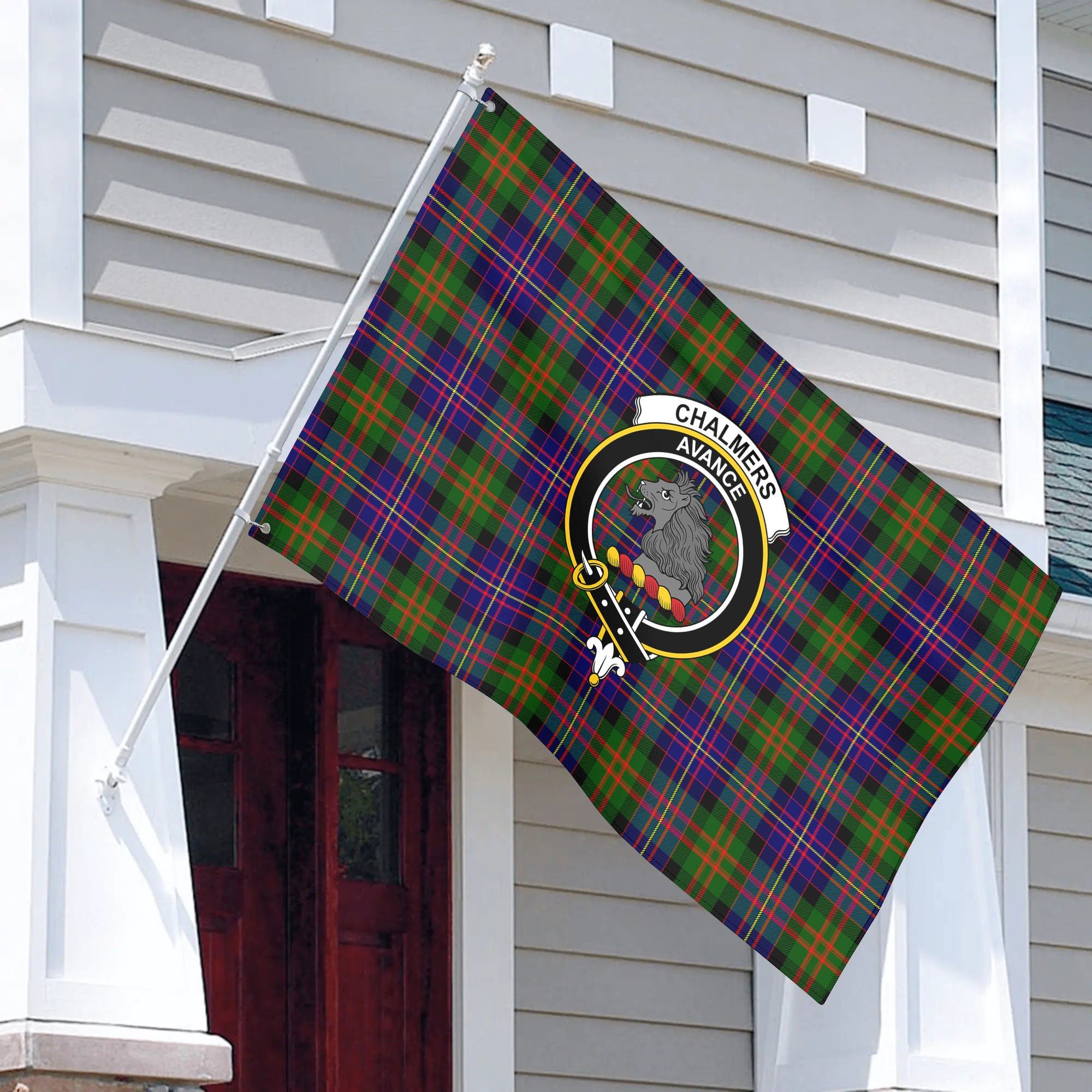Chalmers Tartan Crest House Flag
