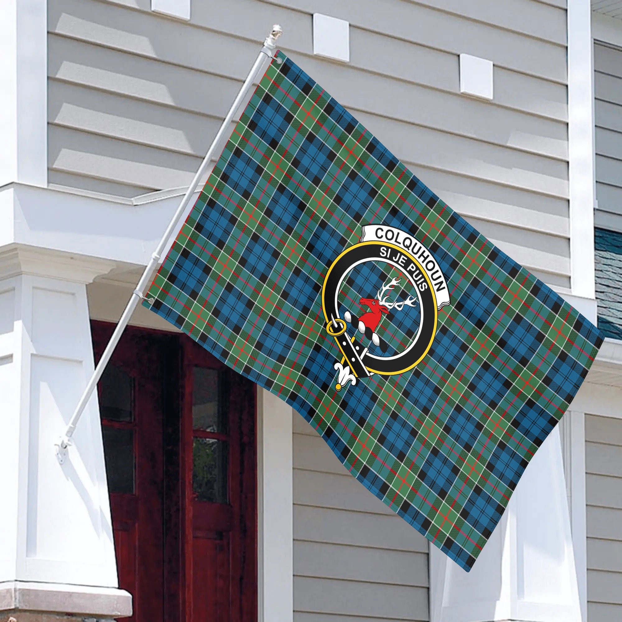 Colquhoun Ancient Tartan Crest House Flag