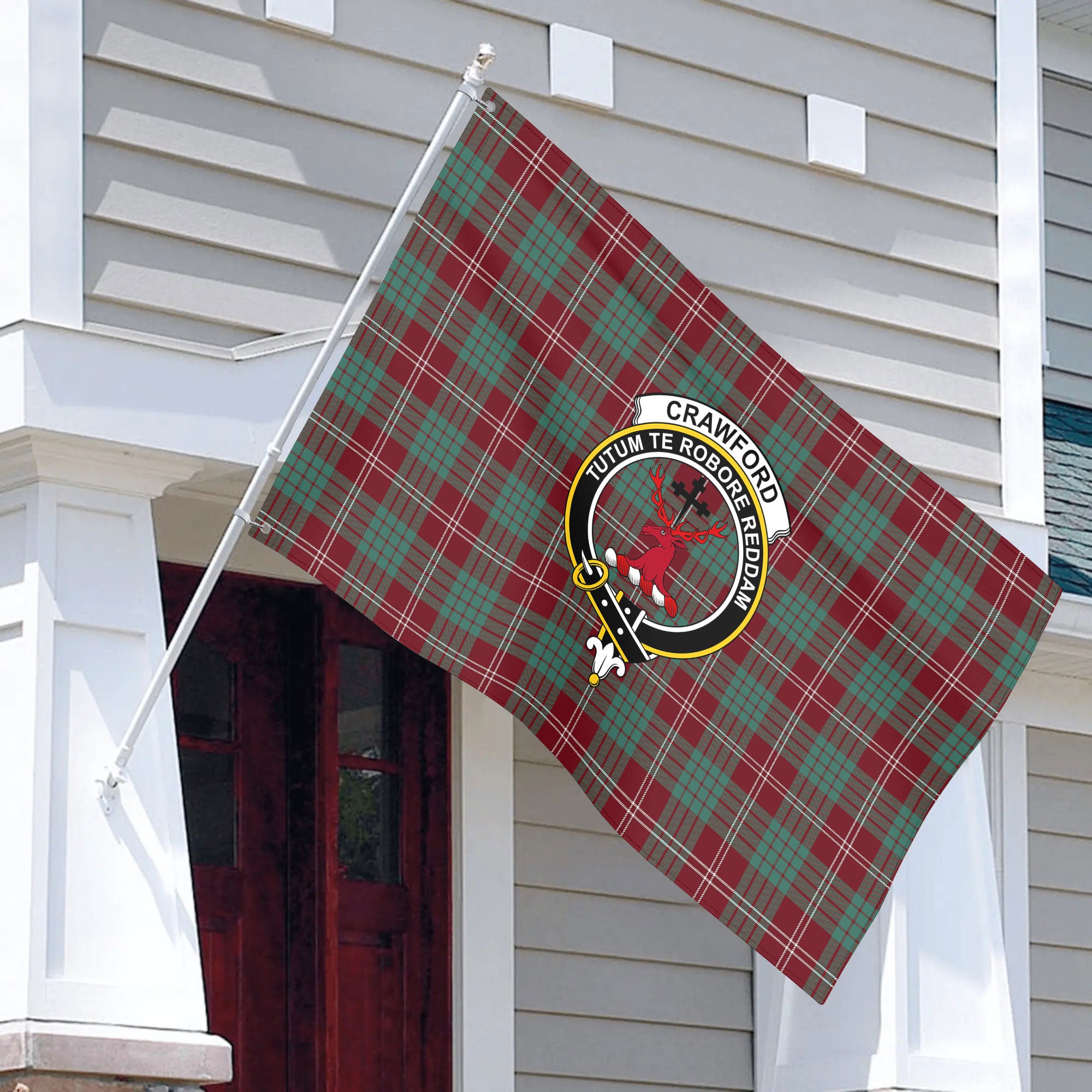 Crawford Modern Tartan Crest House Flag
