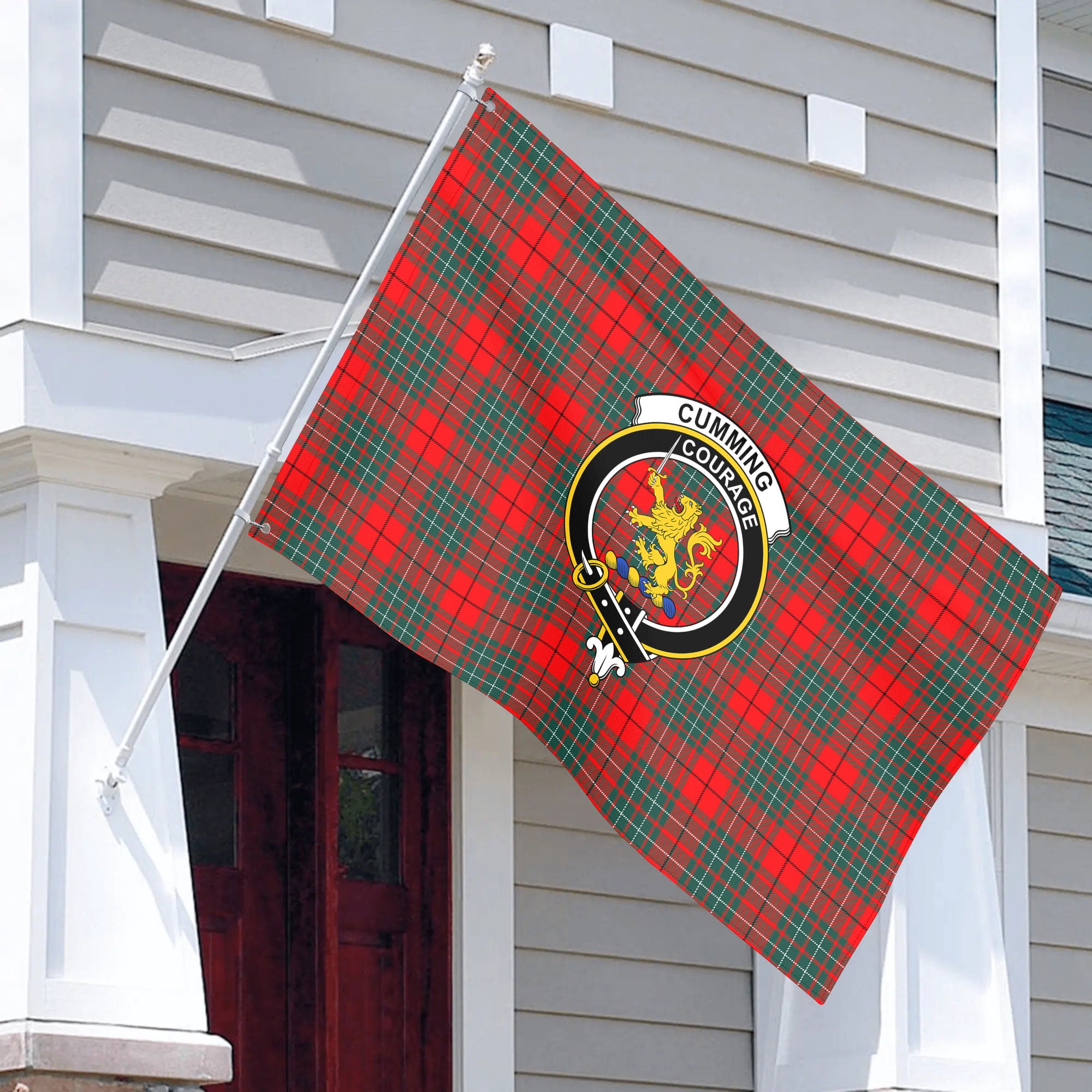 Cumming Modern Tartan Crest House Flag