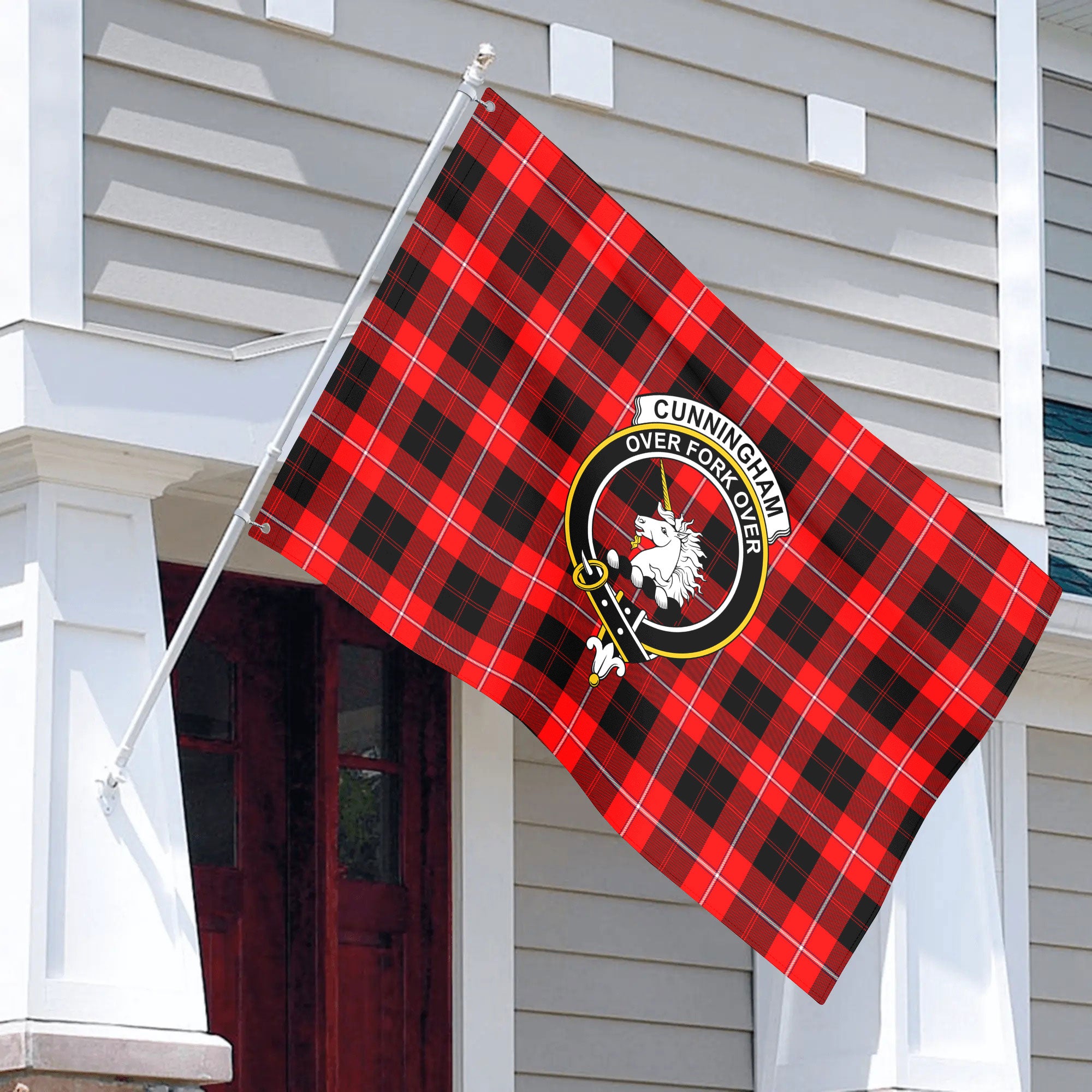 Cunningham Modern Tartan Crest House Flag