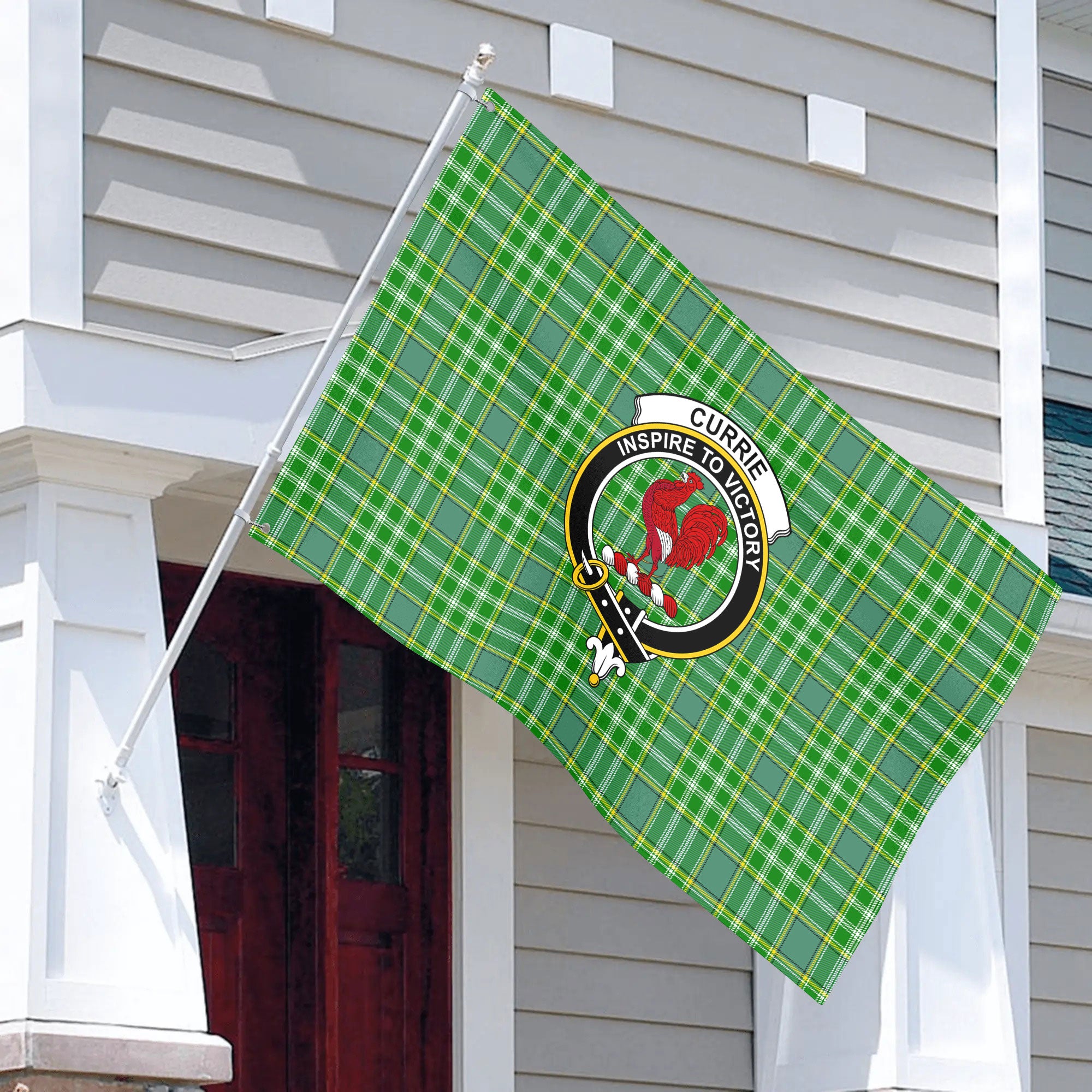 Currie Tartan Crest House Flag