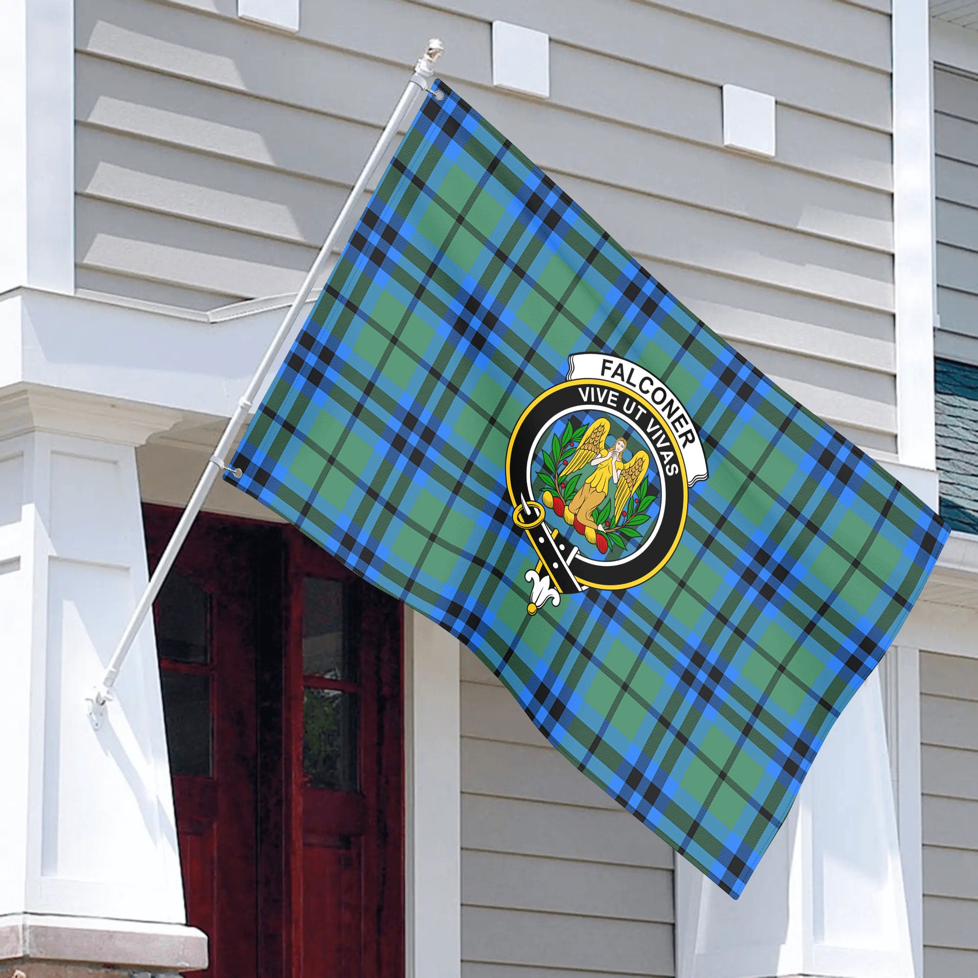 Falconer Tartan Crest House Flag