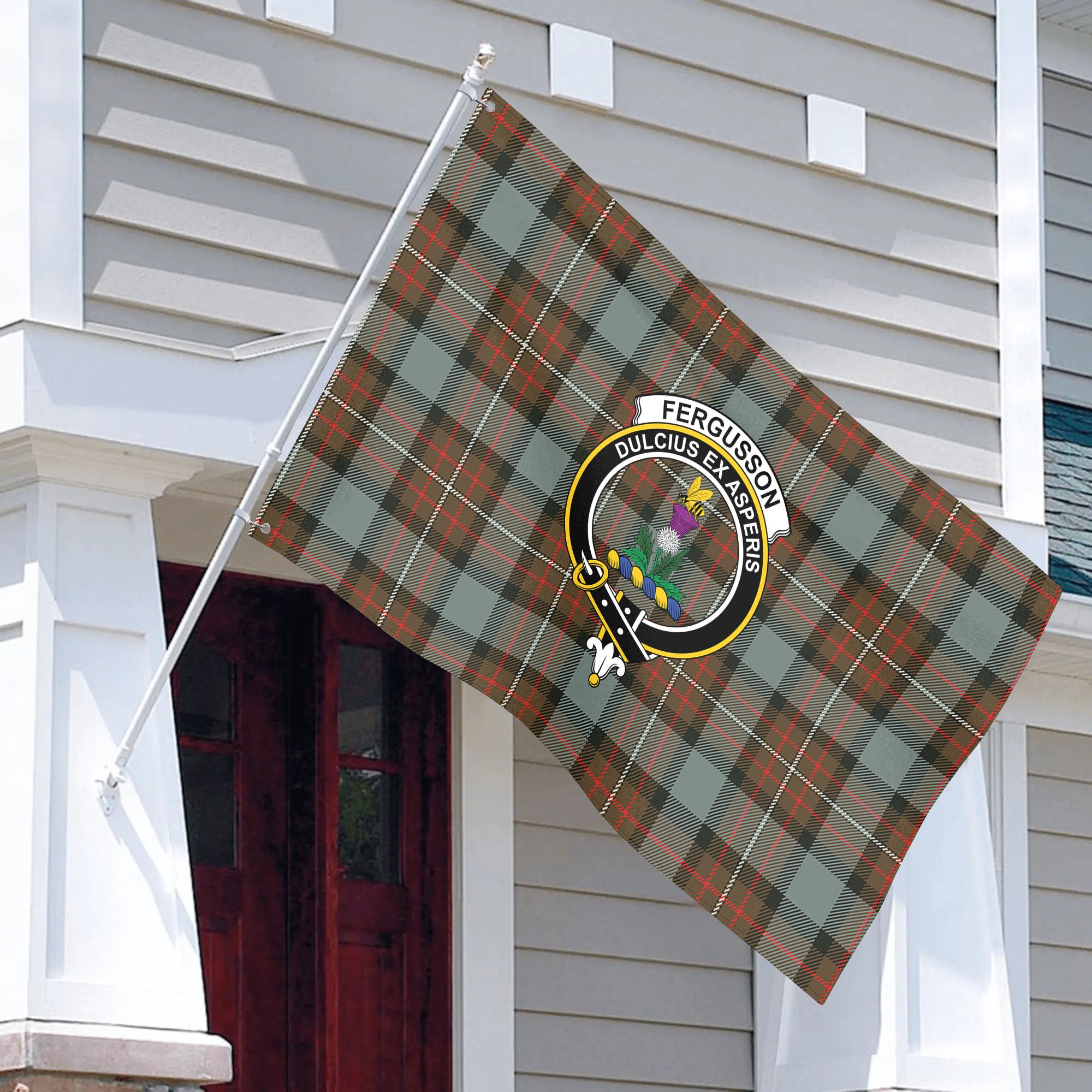 Fergusson Weathered Tartan Crest House Flag