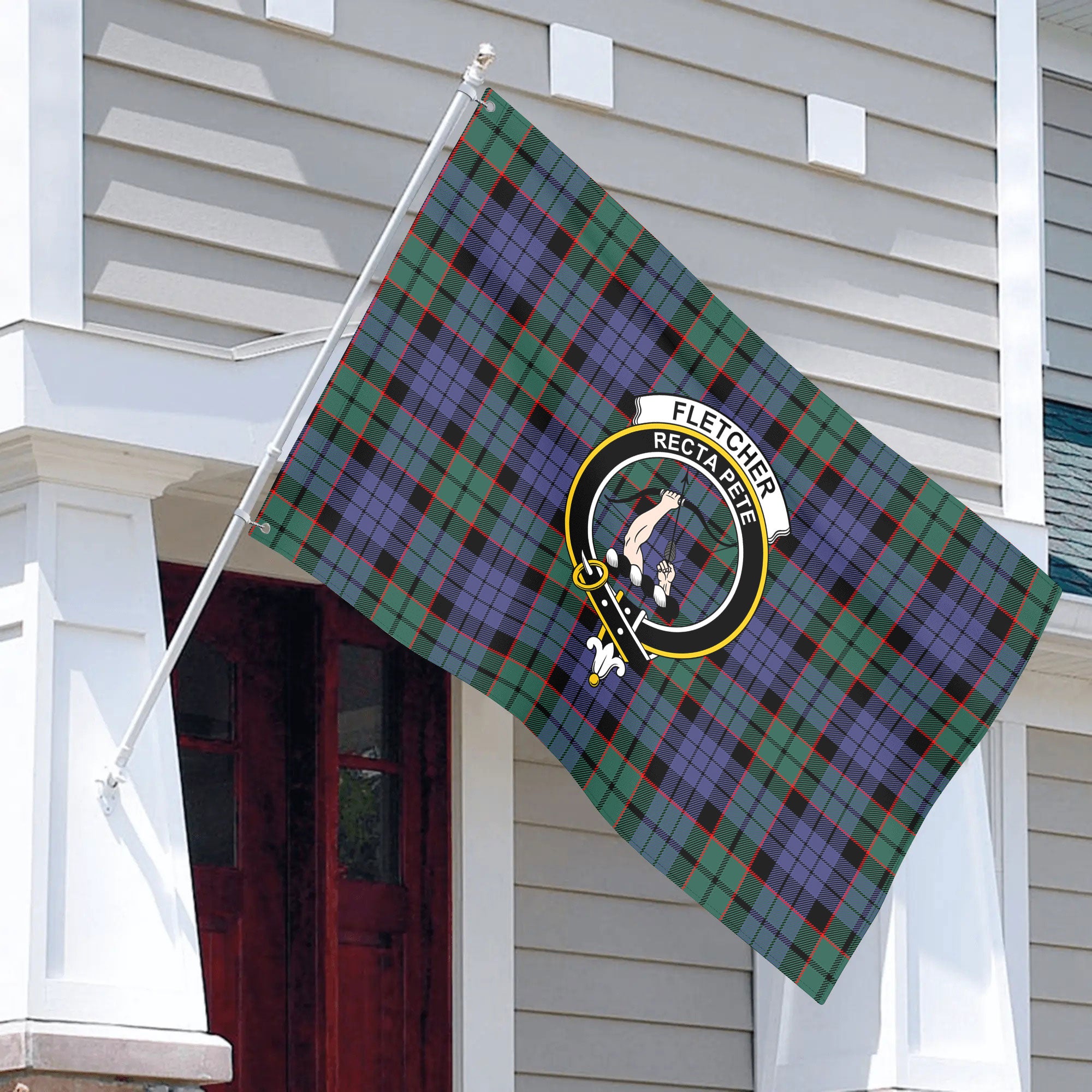 Fletcher Modern Tartan Crest House Flag