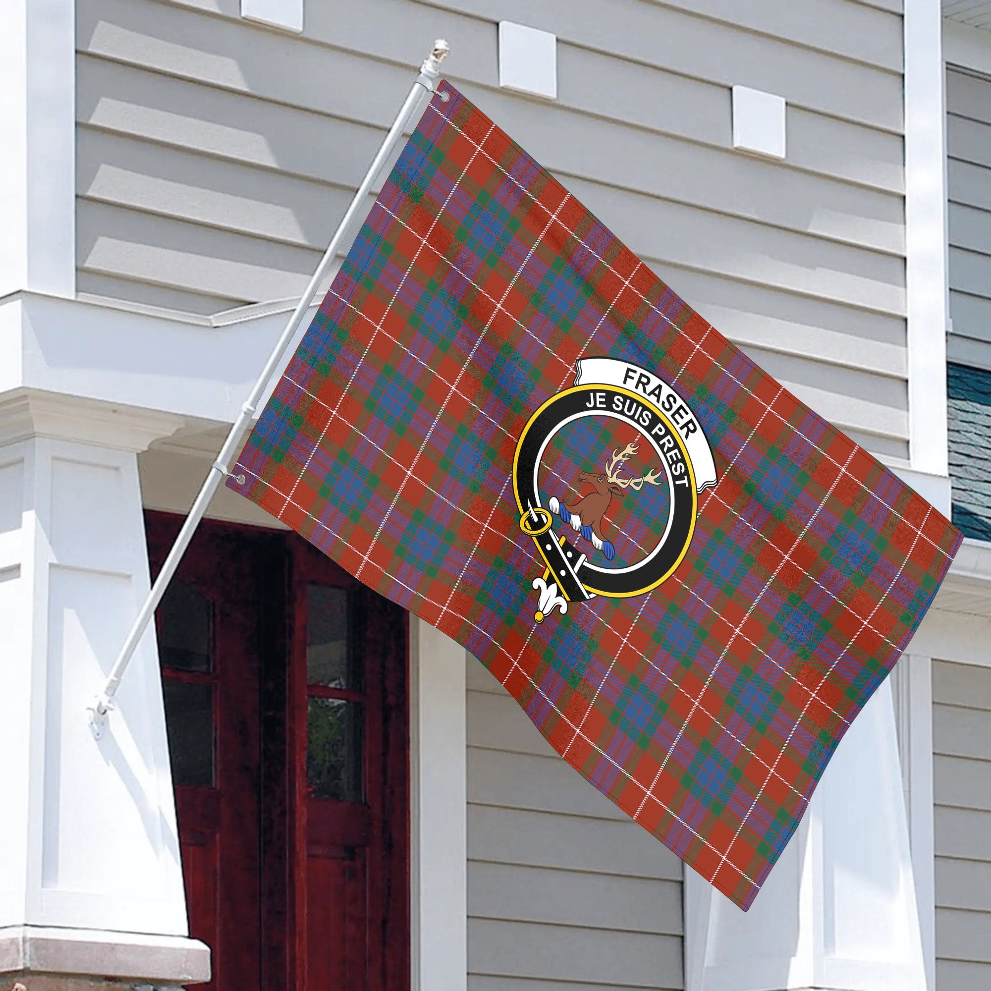 Fraser (of Lovat) Ancient Tartan Crest House Flag