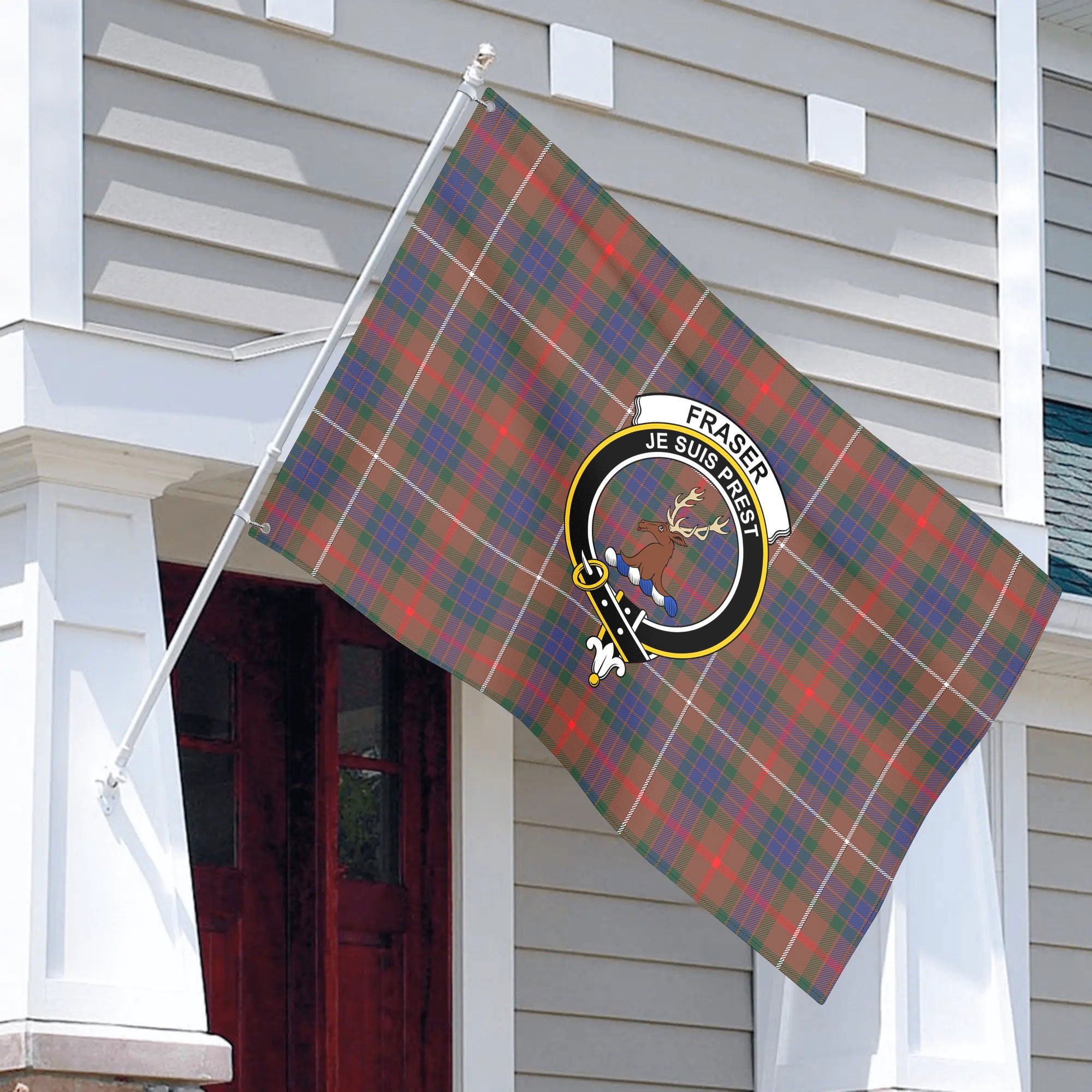 Fraser (of Lovat) Hunting Modern Tartan Crest House Flag
