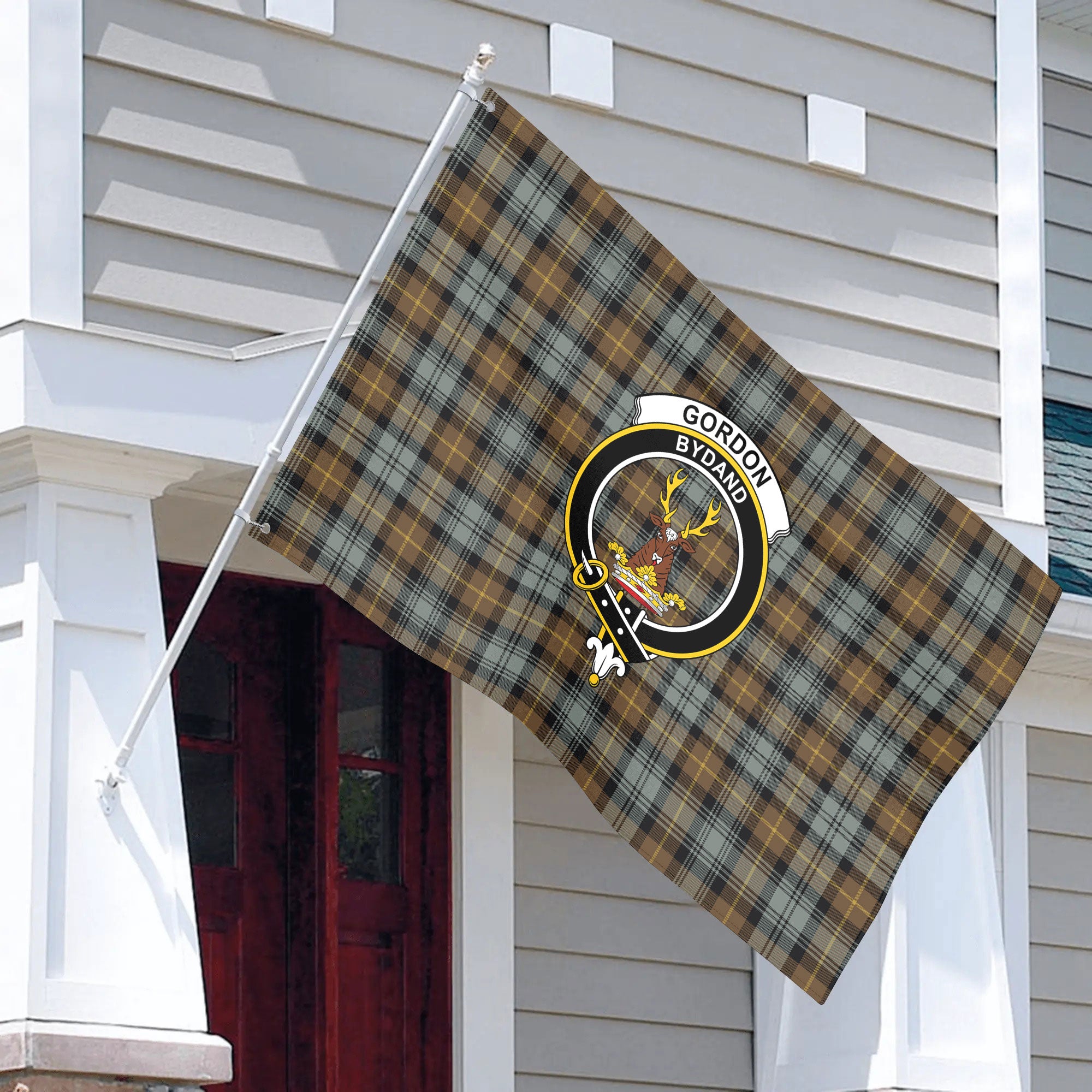 Gordon Weathered Tartan Crest House Flag