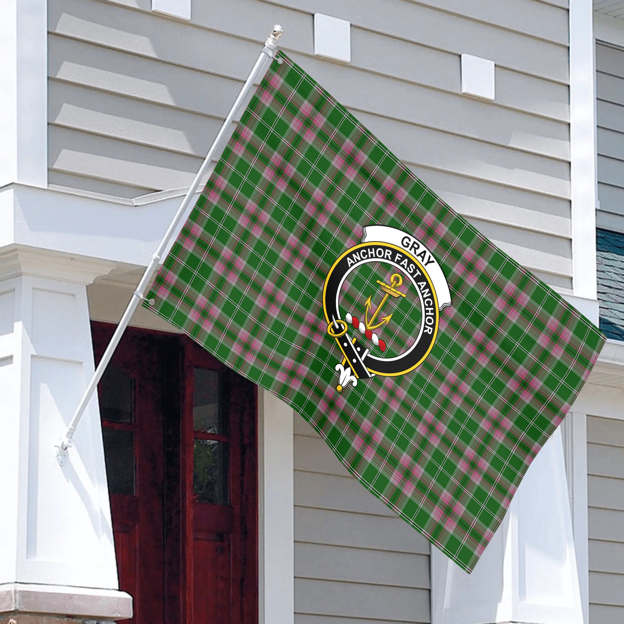 Gray Hunting Tartan Crest House Flag