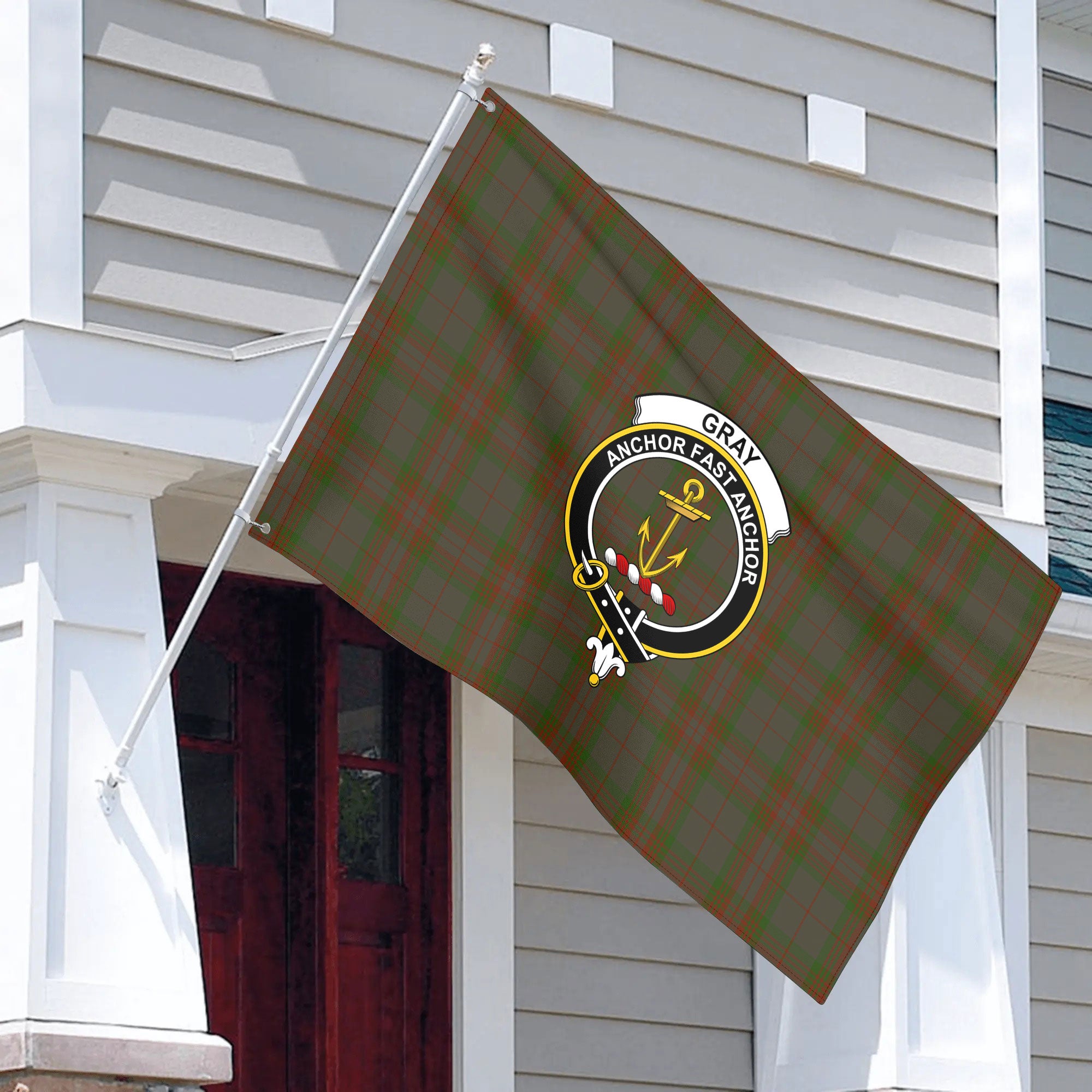 Gray Tartan Crest House Flag