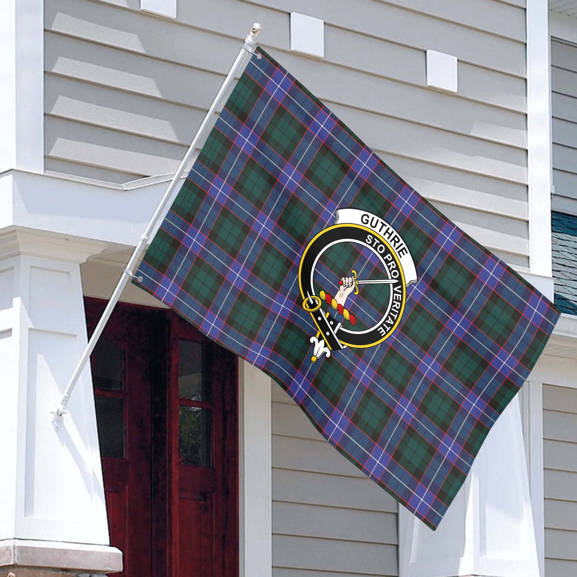 Guthrie Modern Tartan Crest House Flag